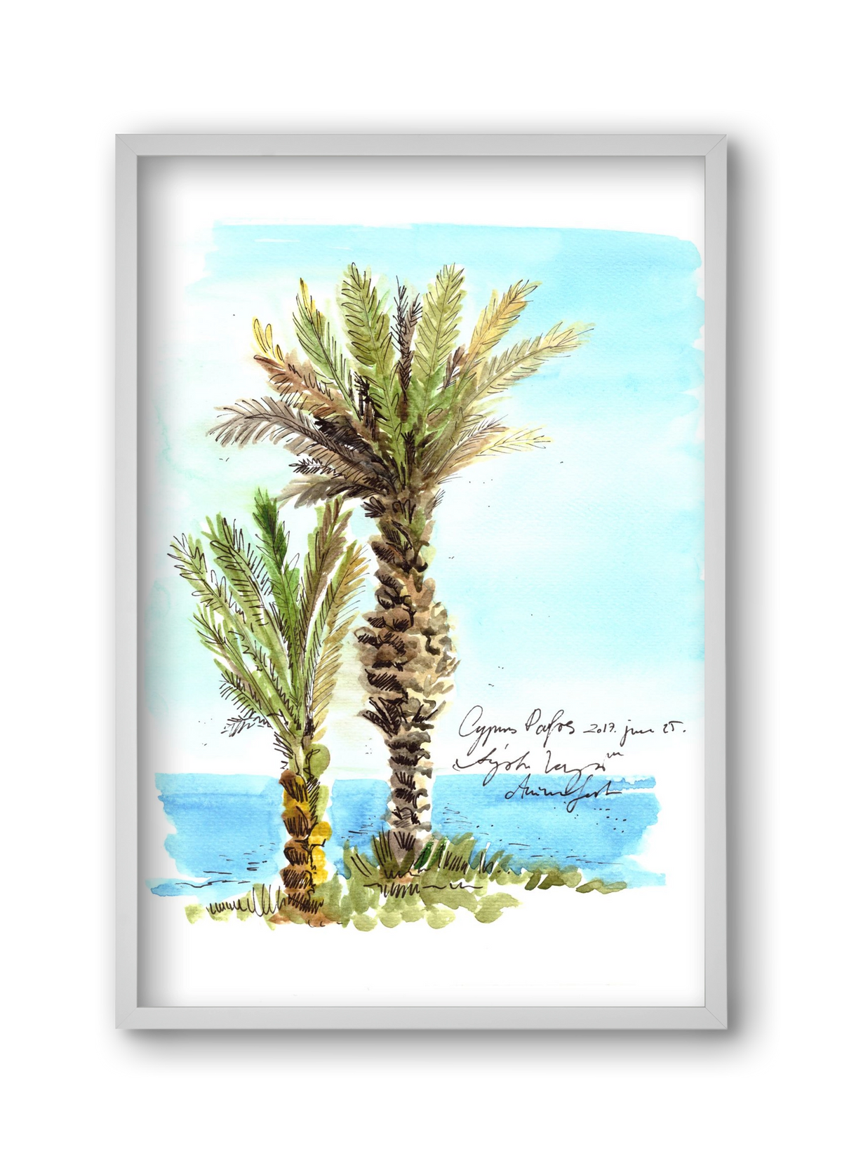 CYPRUS AQUARELLE NO.1, 30x45 cm (30x45 cm), Fehér keret