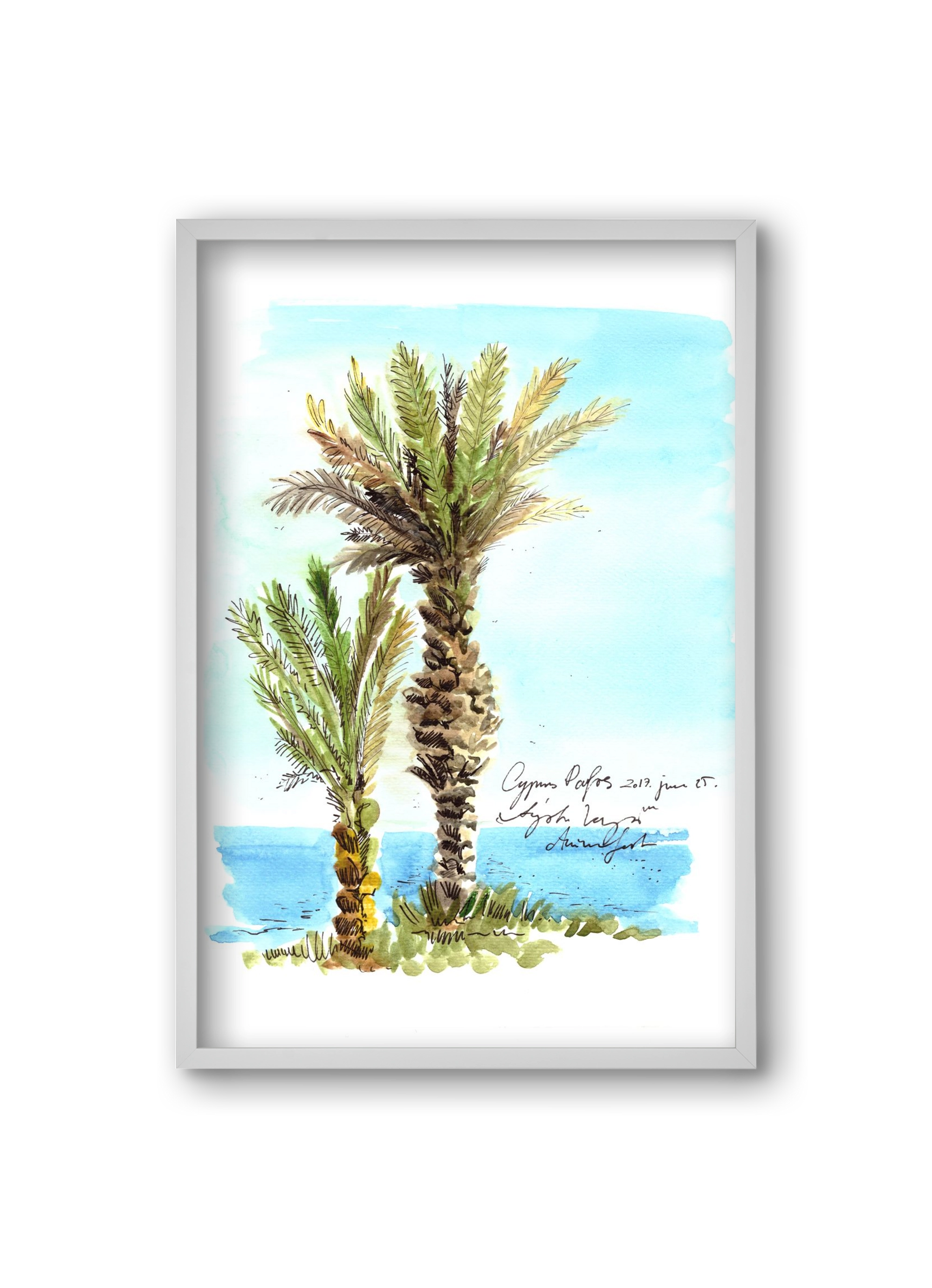 CYPRUS AQUARELLE NO.1, 20x30 cm (20x30 cm), Fehér keret