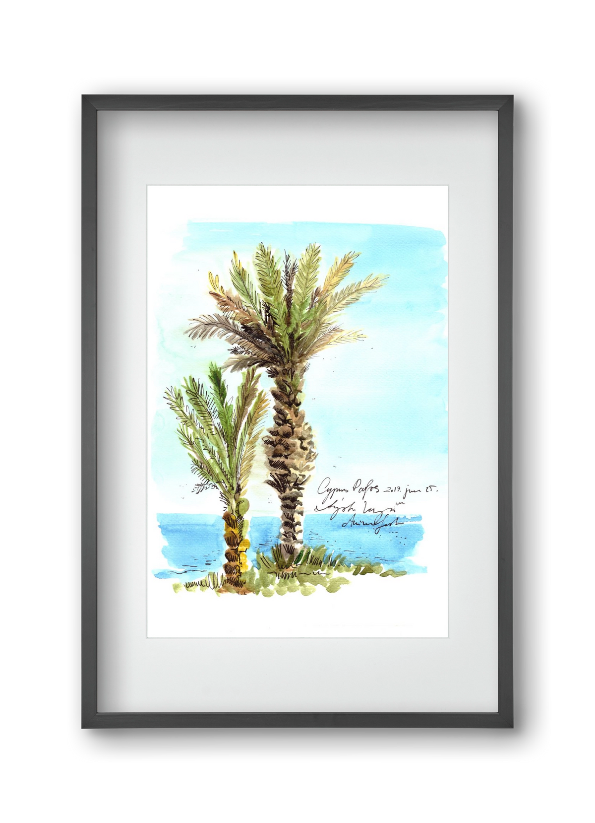 CYPRUS AQUARELLE NO.1, 30x45 cm (20x30 cm), Fekete keret, paszpartuval