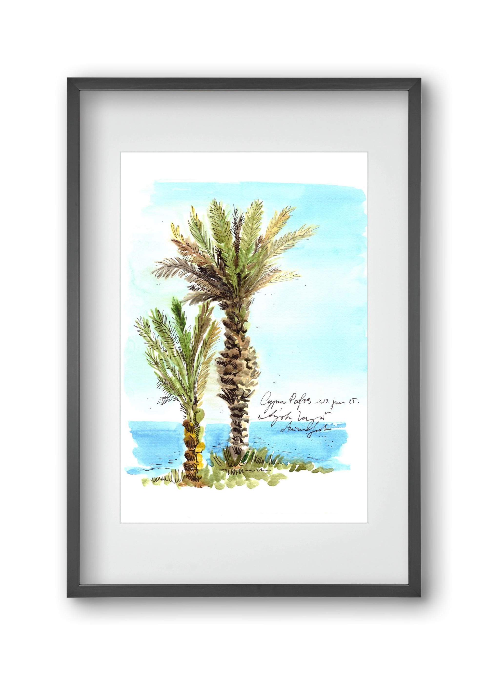 CYPRUS AQUARELLE NO.1, 30x45 cm (20x30 cm), Fekete keret, paszpartuval