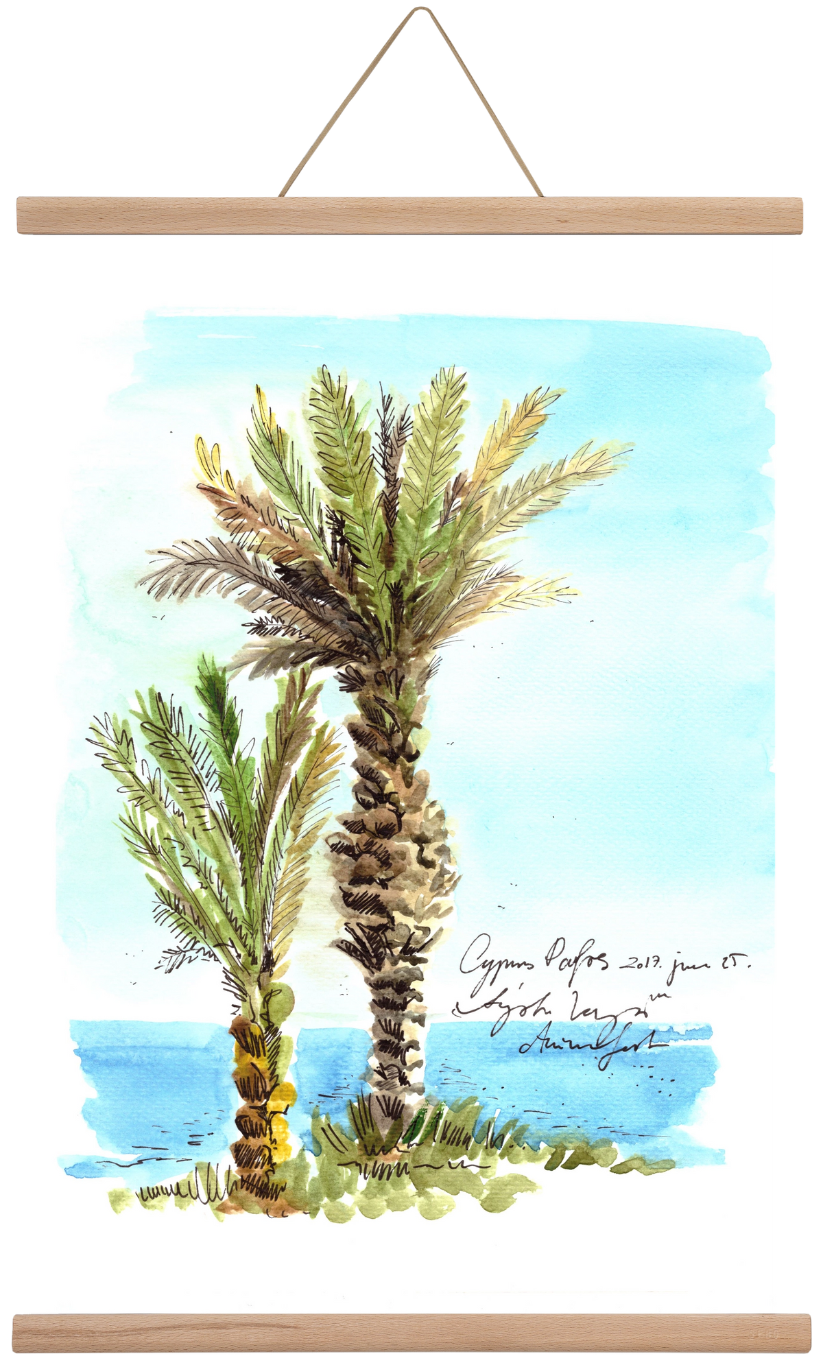 CYPRUS AQUARELLE NO.1, 40x60 cm (40x60 cm), Tölgy akasztó