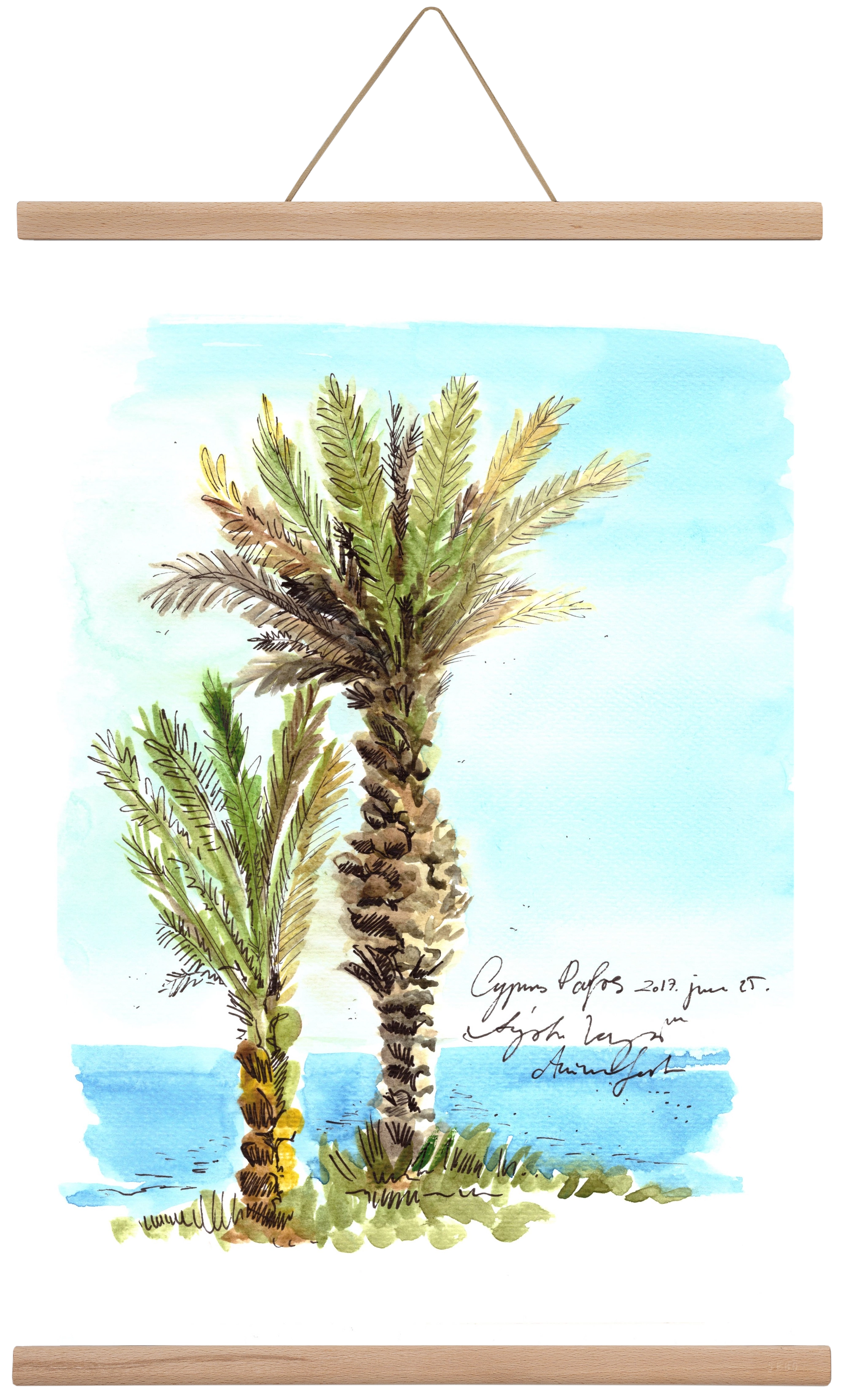 CYPRUS AQUARELLE NO.1, 40x60 cm (40x60 cm), Tölgy akasztó