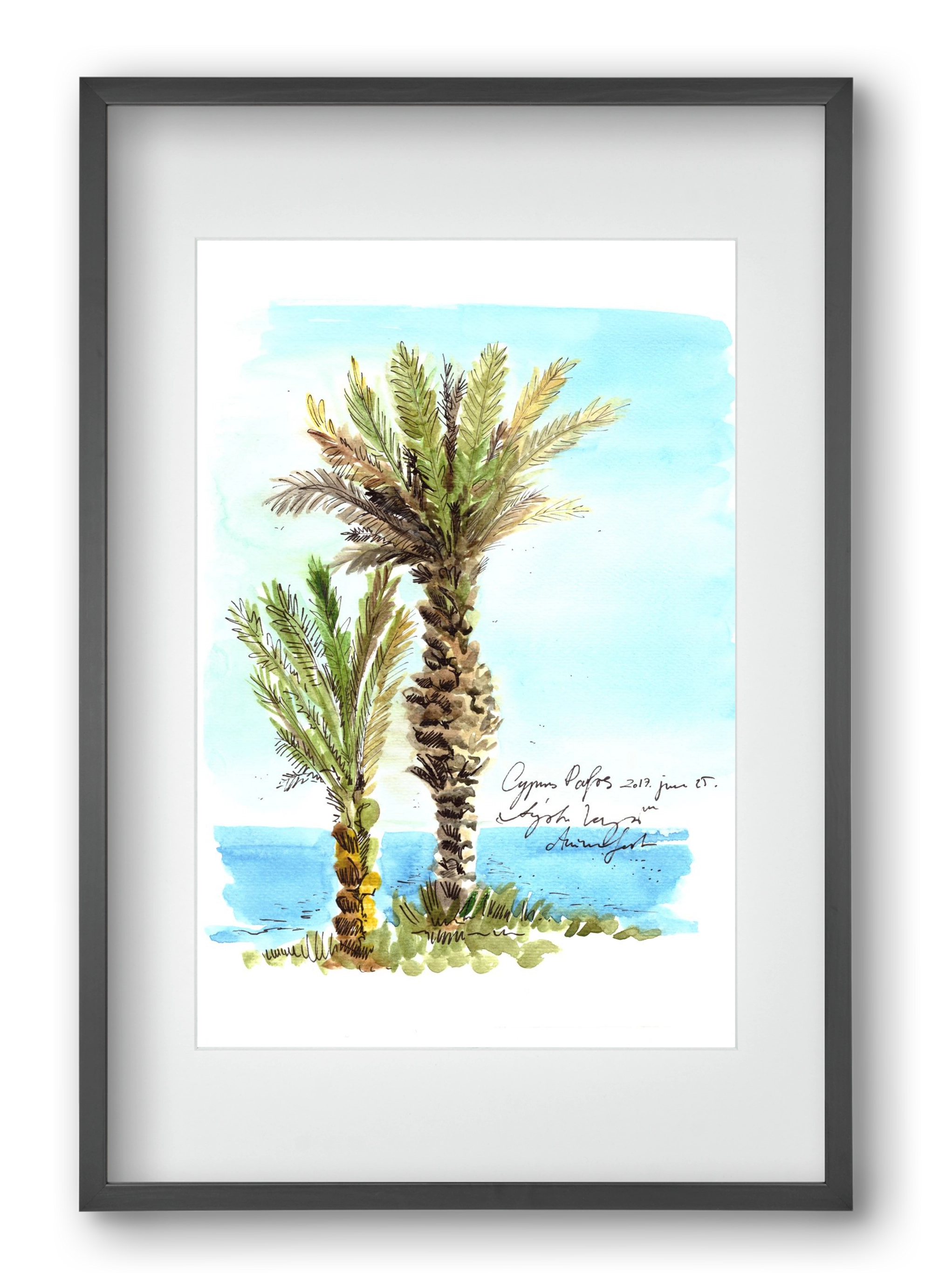 CYPRUS AQUARELLE NO.1, 40x60 cm (30x45 cm), Fekete keret, paszpartuval