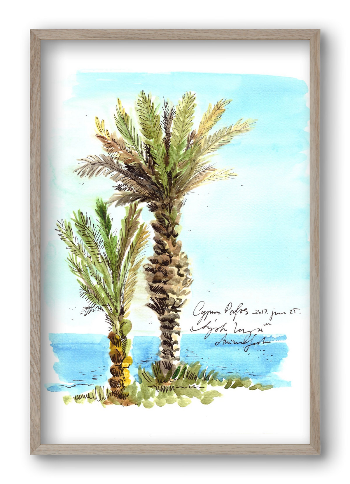 CYPRUS AQUARELLE NO.1, 40x60 cm (40x60 cm), Tölgy keret