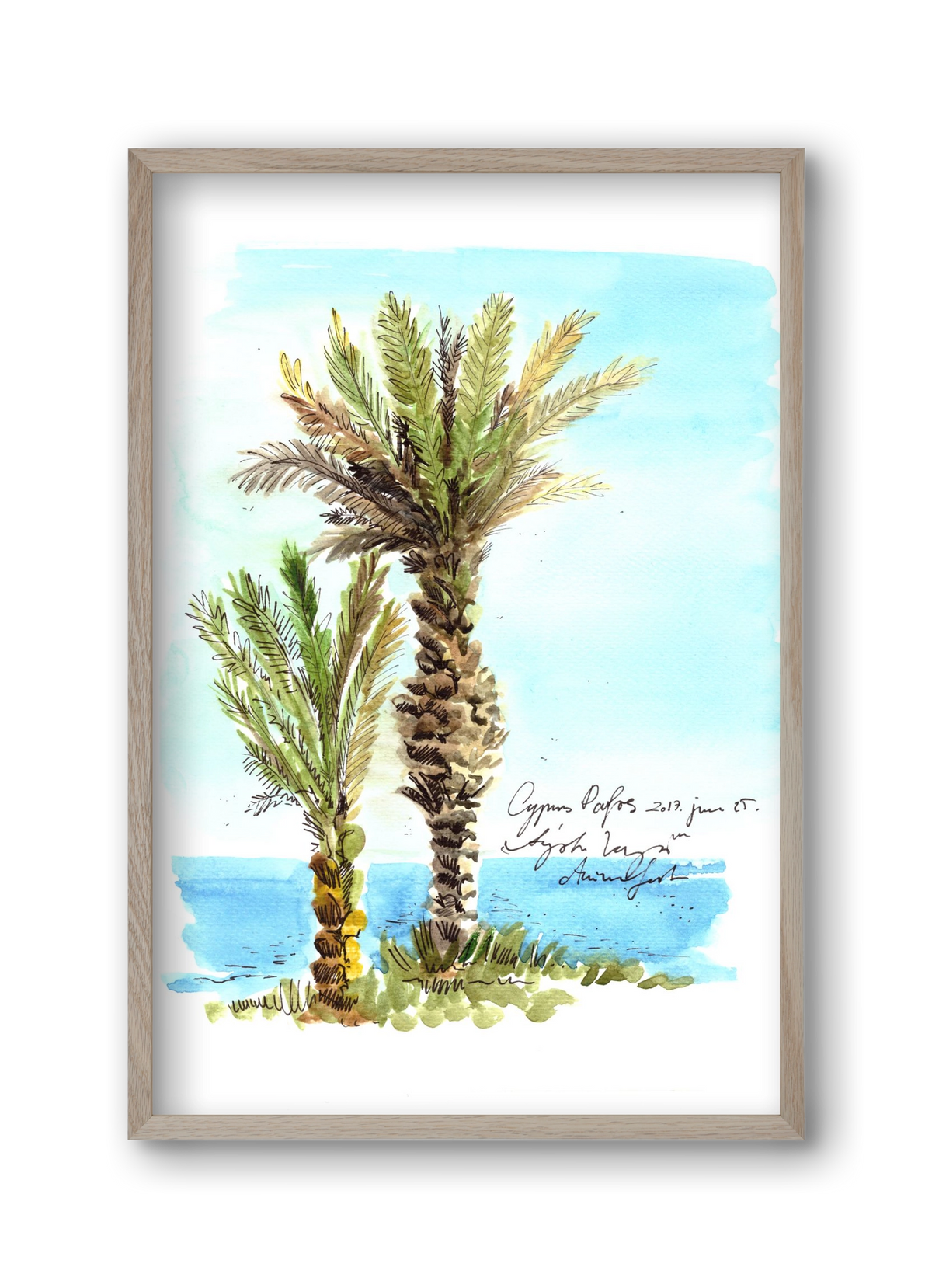 CYPRUS AQUARELLE NO.1, 30x45 cm (30x45 cm), Tölgy keret