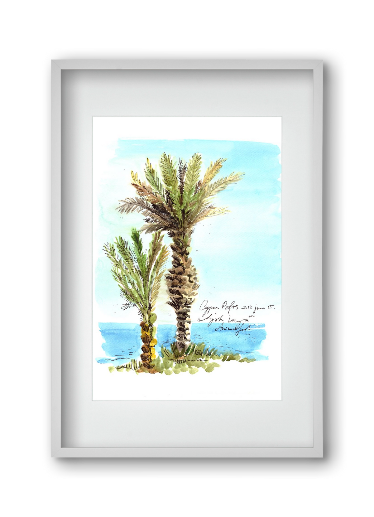 CYPRUS AQUARELLE NO.1, 30x45 cm (20x30 cm), Fehér keret, paszpartuval