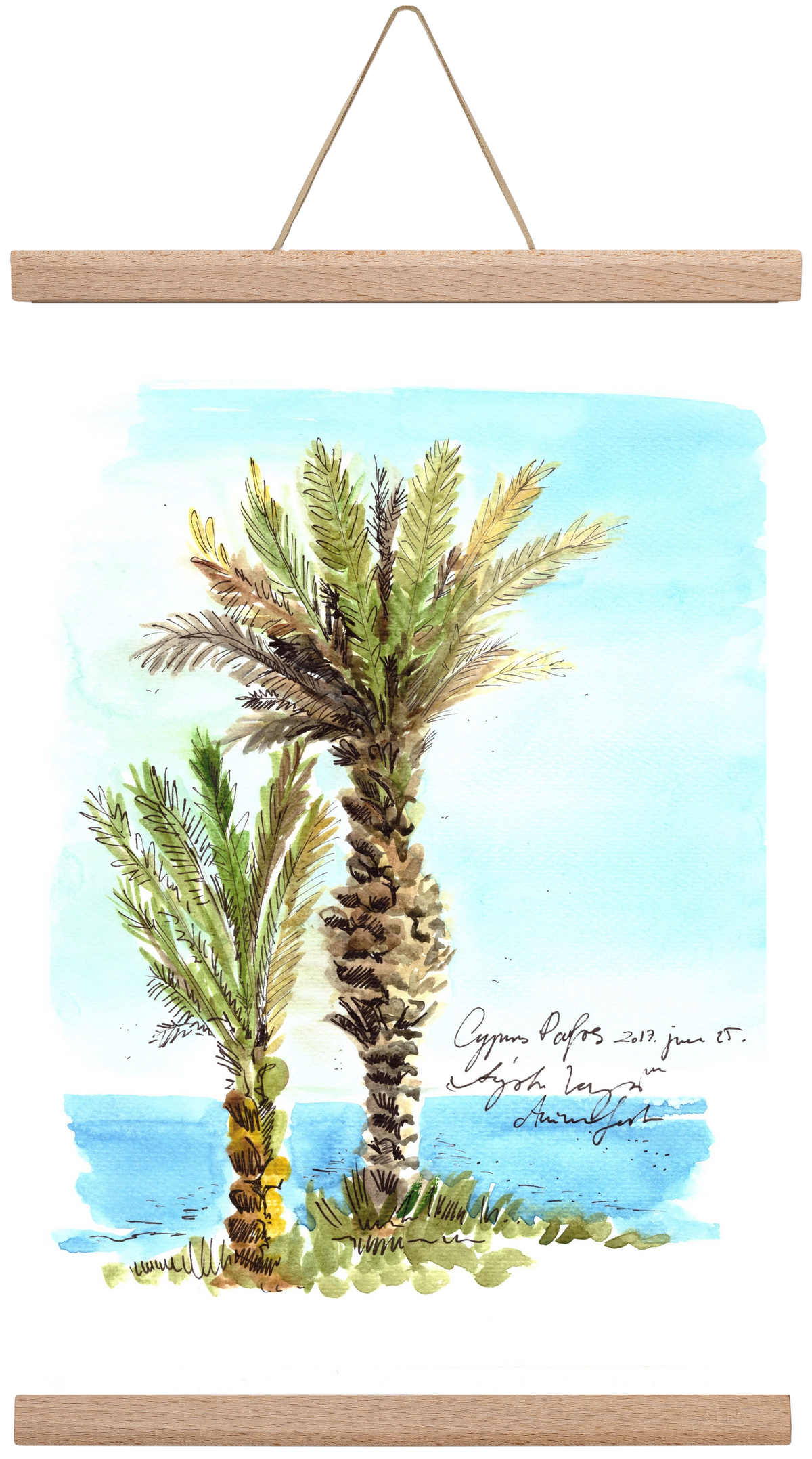CYPRUS AQUARELLE NO.1, 30x45 cm (30x45 cm), Tölgy akasztó