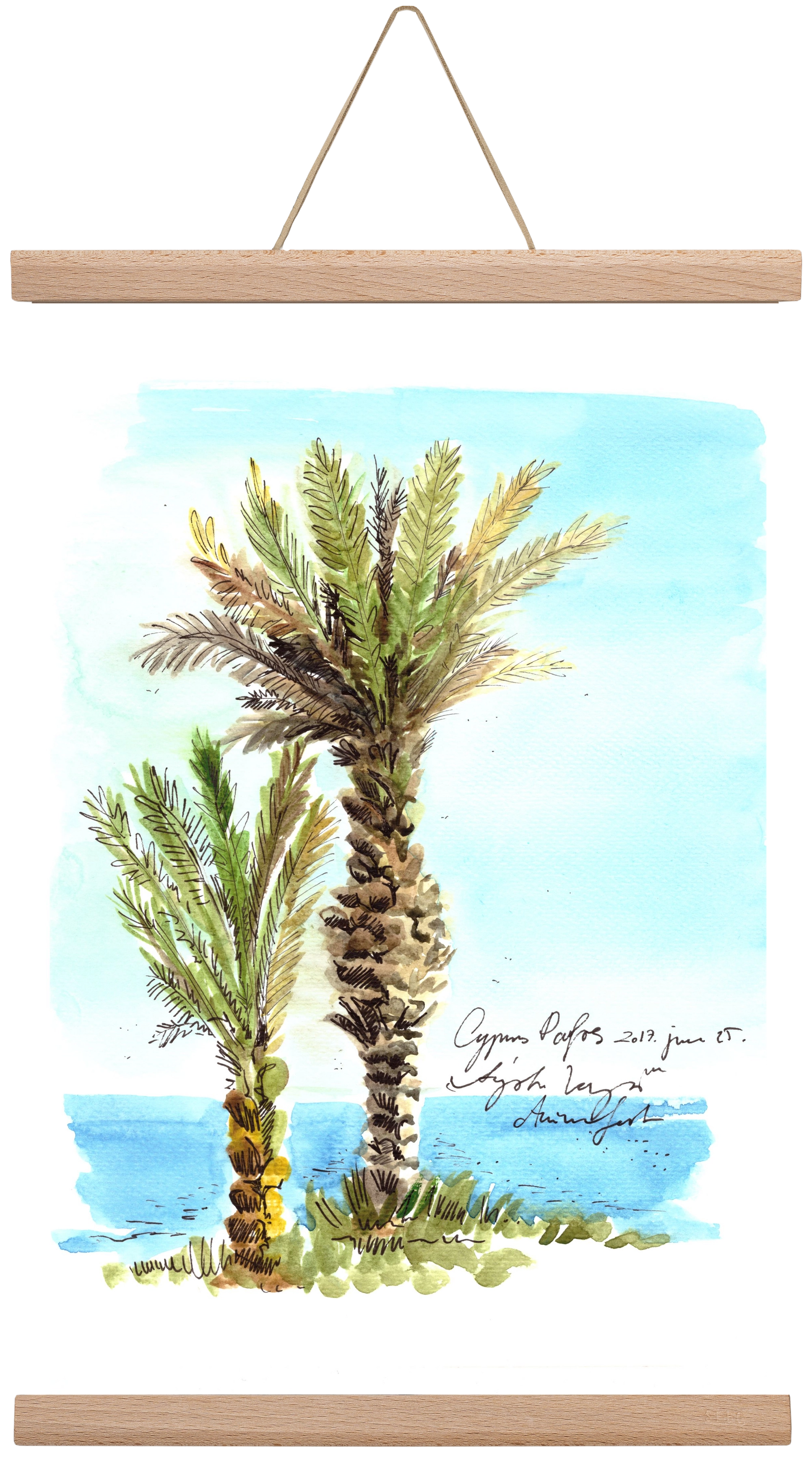 CYPRUS AQUARELLE NO.1, 30x45 cm (30x45 cm), Tölgy akasztó