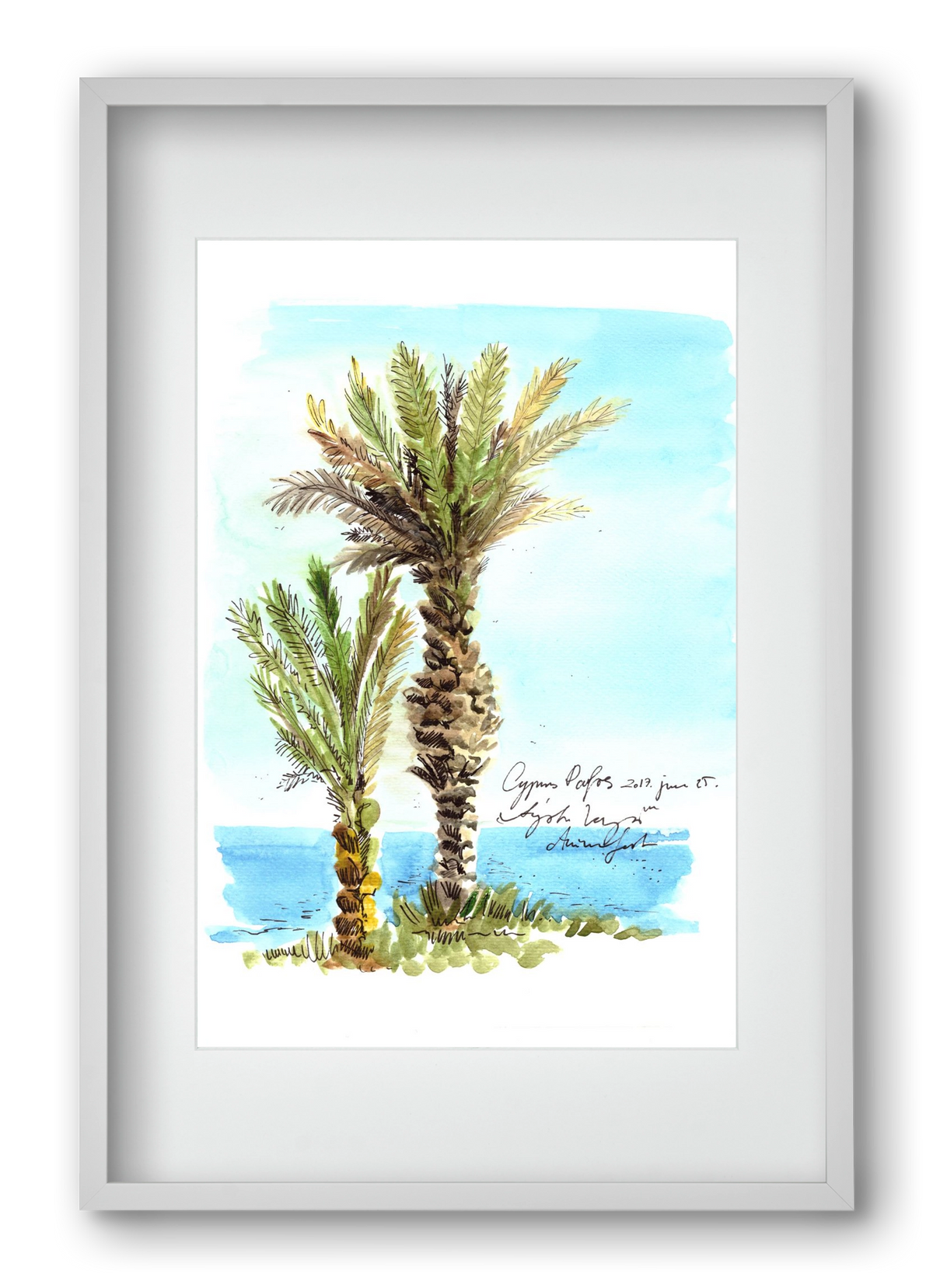 CYPRUS AQUARELLE NO.1, 40x60 cm (30x45 cm), Fehér keret, paszpartuval