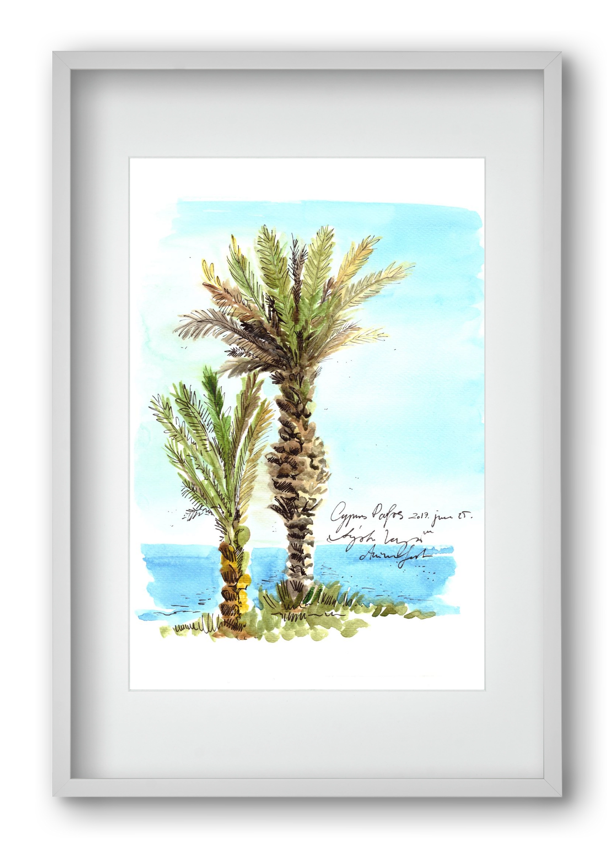 CYPRUS AQUARELLE NO.1, 40x60 cm (30x45 cm), Fehér keret, paszpartuval
