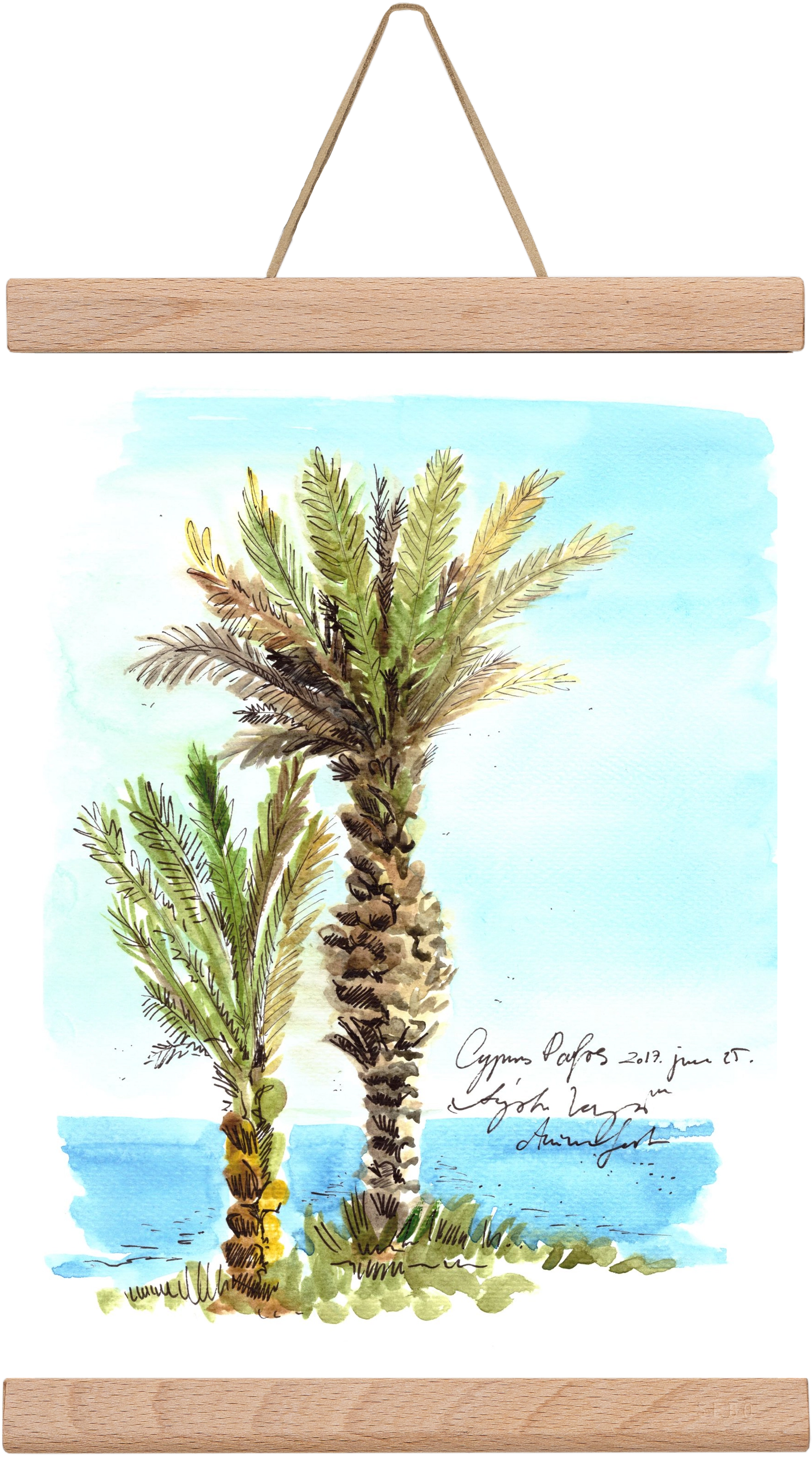 CYPRUS AQUARELLE NO.1, 20x30 cm (20x30 cm), Tölgy akasztó