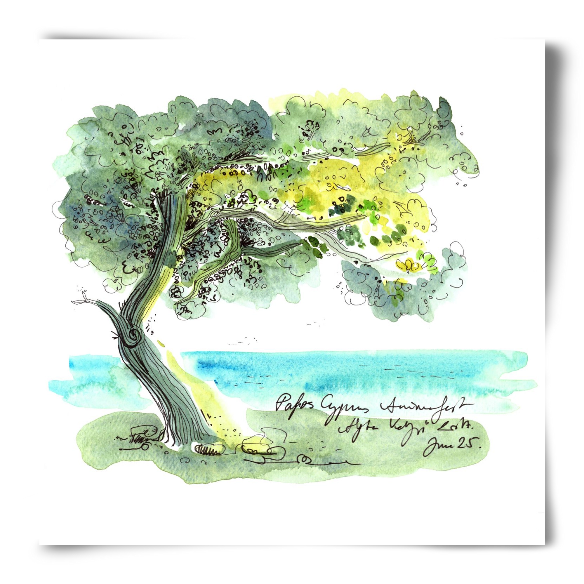 CYPRUS AQUARELLE NO.2, 50x50 cm, Keret nélkül