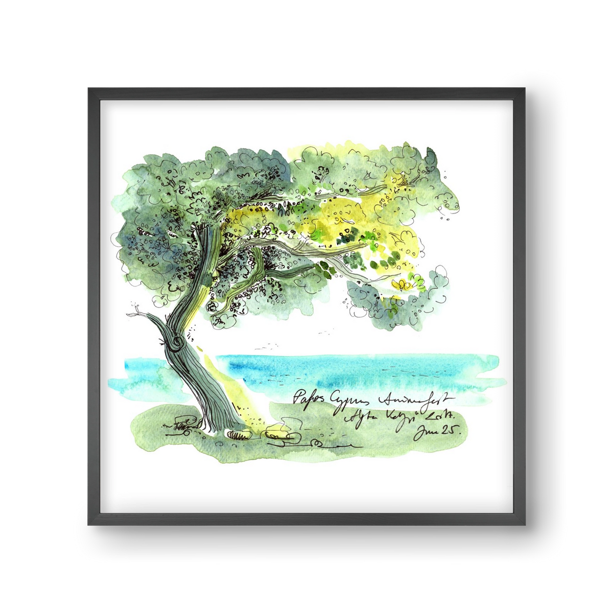 CYPRUS AQUARELLE NO.2, 30x30 cm (30x30 cm), Fekete keret