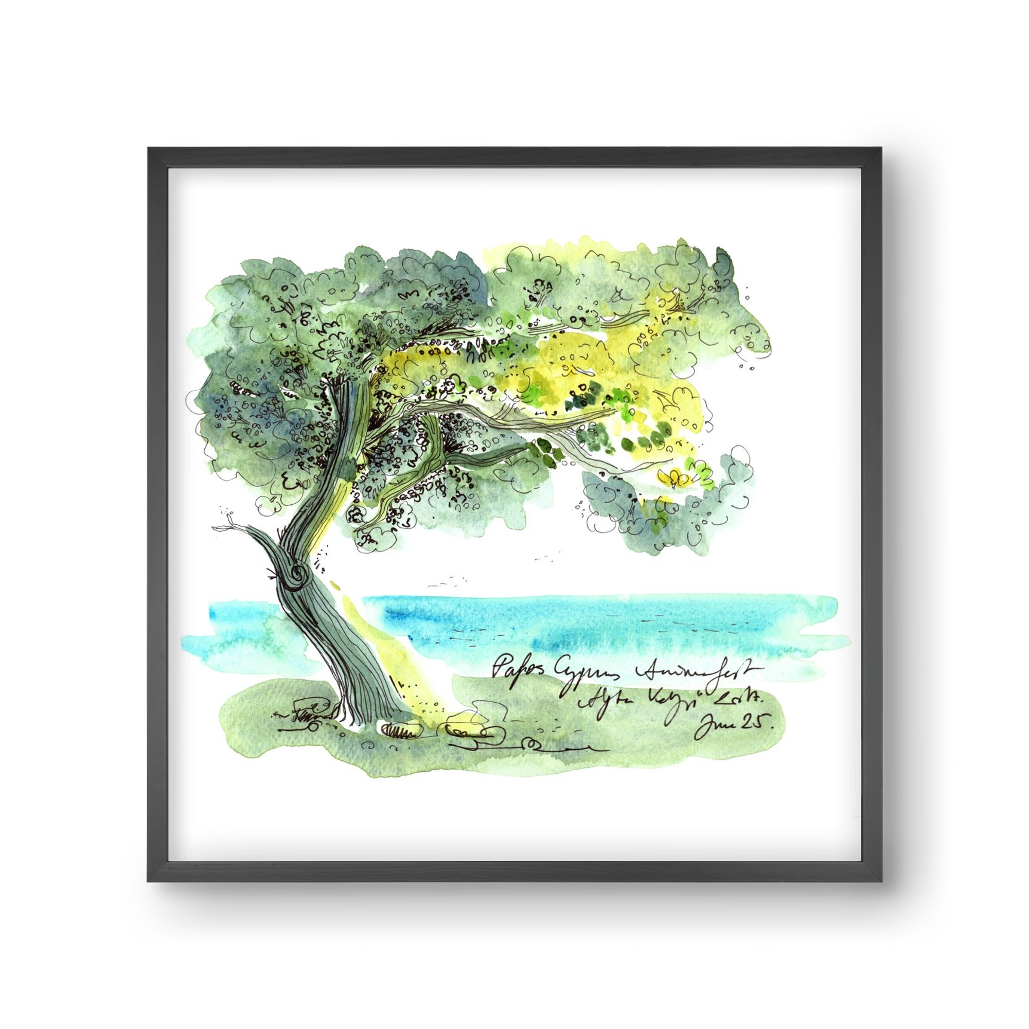 CYPRUS AQUARELLE NO.2, 30x30 cm (30x30 cm), Fekete keret