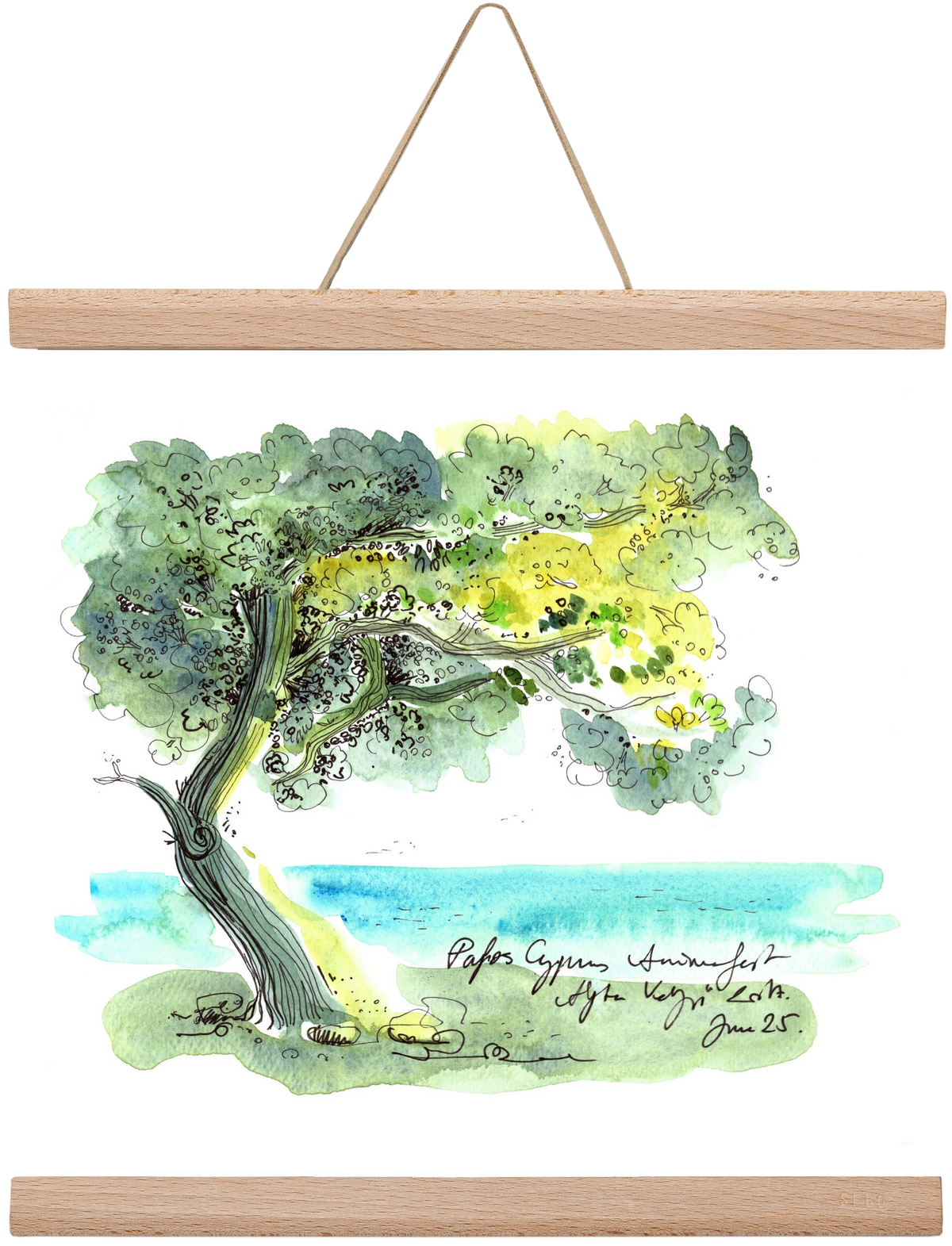 CYPRUS AQUARELLE NO.2, 30x30 cm (30x30 cm), Tölgy akasztó