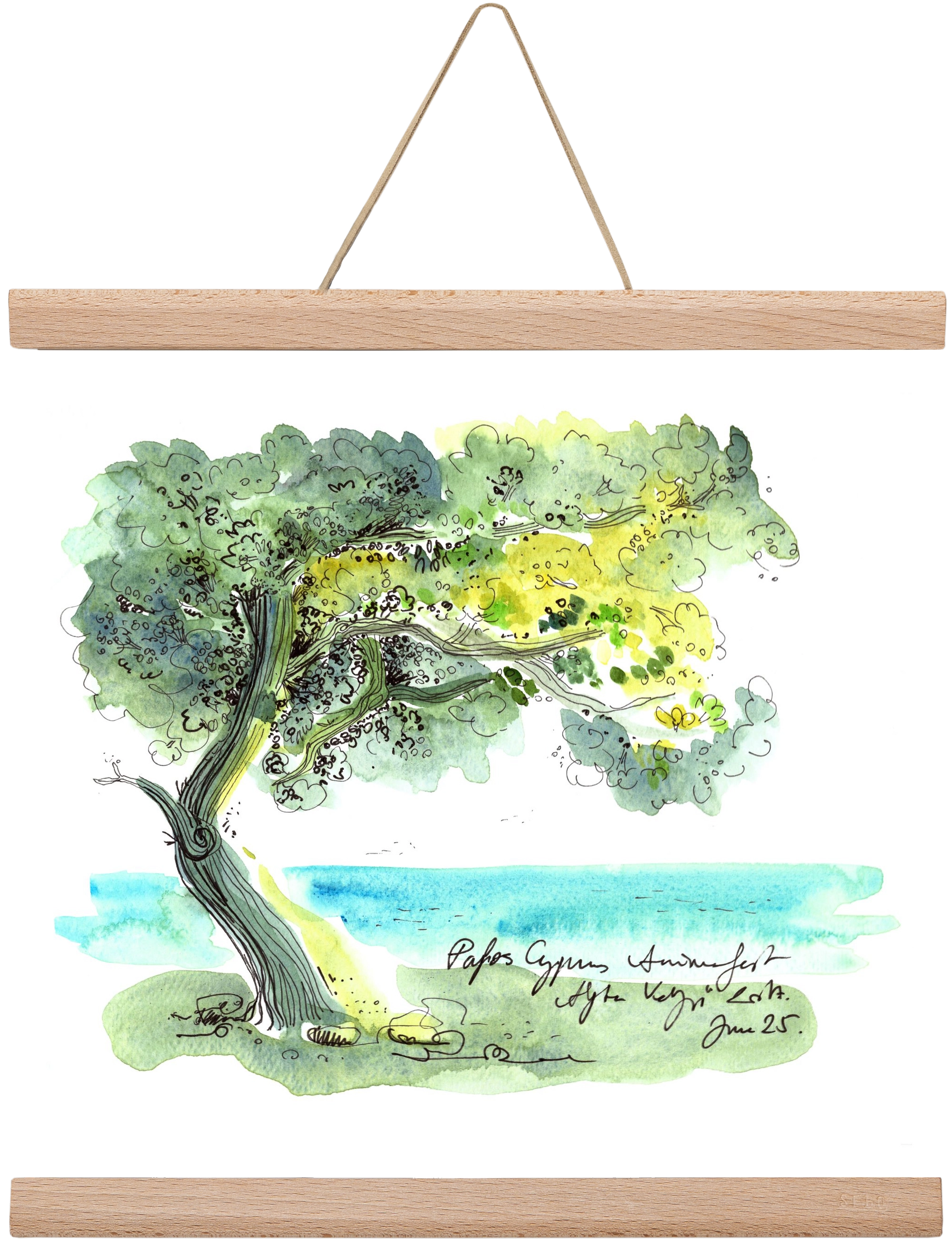 CYPRUS AQUARELLE NO.2, 30x30 cm (30x30 cm), Tölgy akasztó