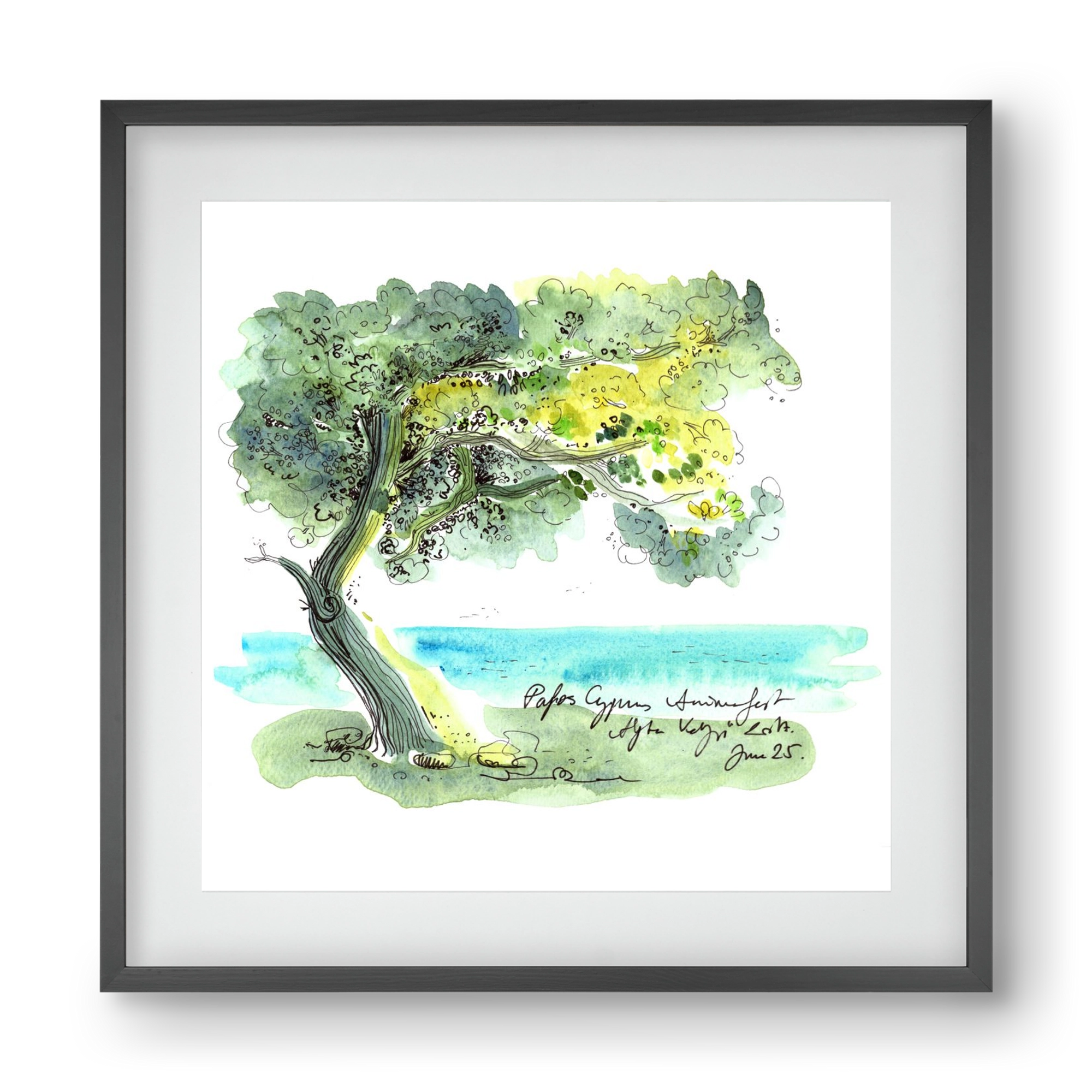 CYPRUS AQUARELLE NO.2, 40x40 cm (30x30 cm), Fekete keret, paszpartuval