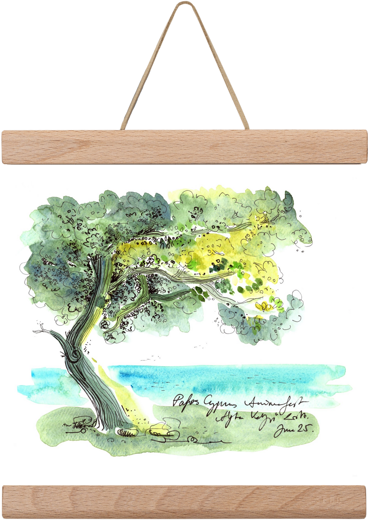 CYPRUS AQUARELLE NO.2, 20x20 cm (20x20 cm), Tölgy akasztó