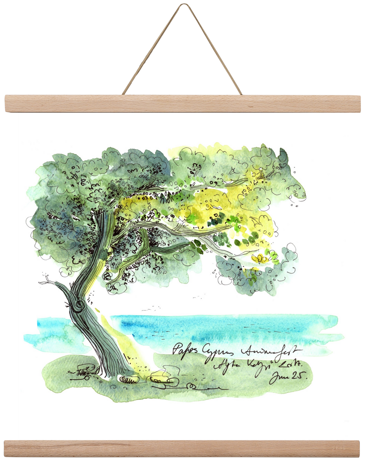 CYPRUS AQUARELLE NO.2, 40x40 cm (40x40 cm), Tölgy akasztó