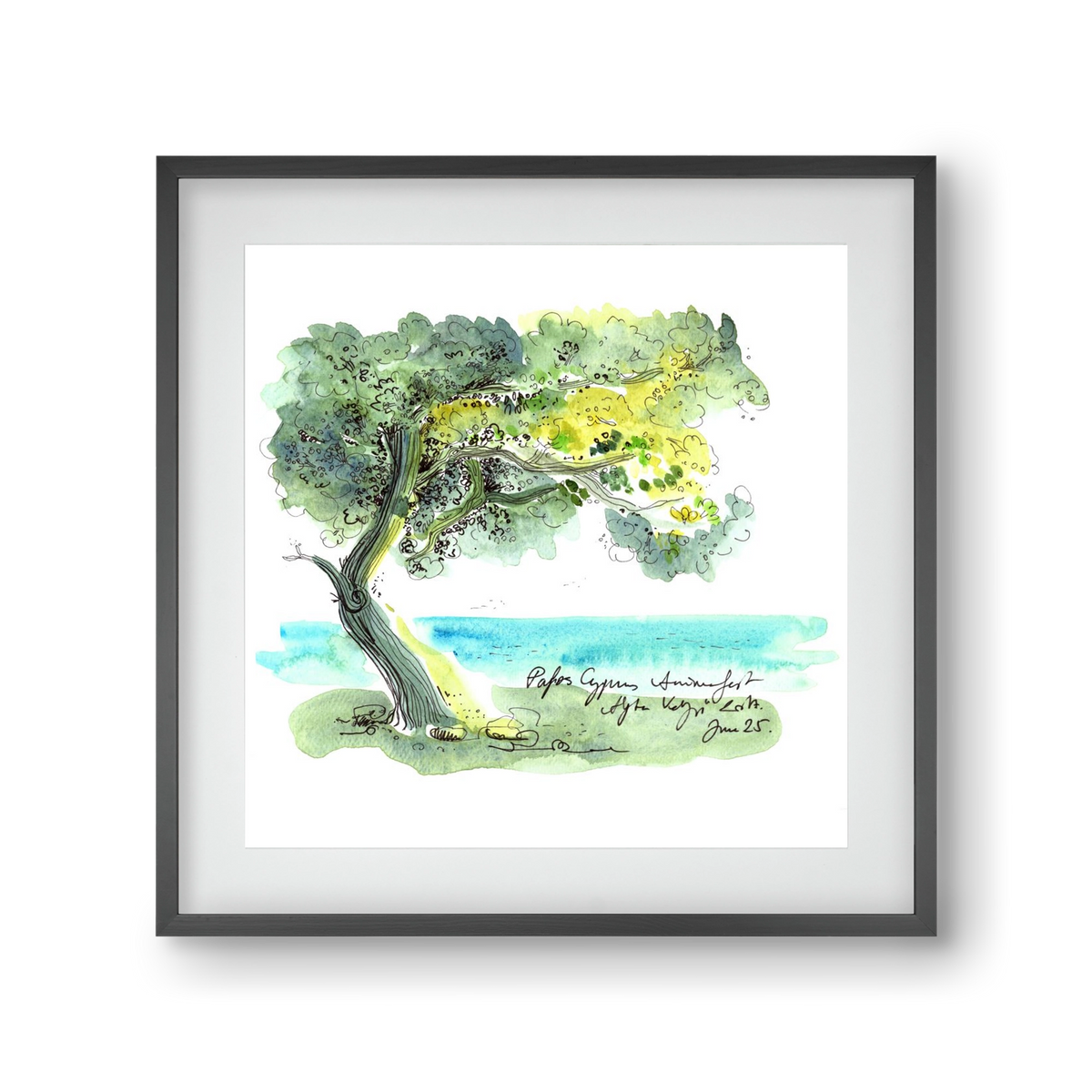 CYPRUS AQUARELLE NO.2, 30x30 cm (20x20 cm), Fekete keret, paszpartuval