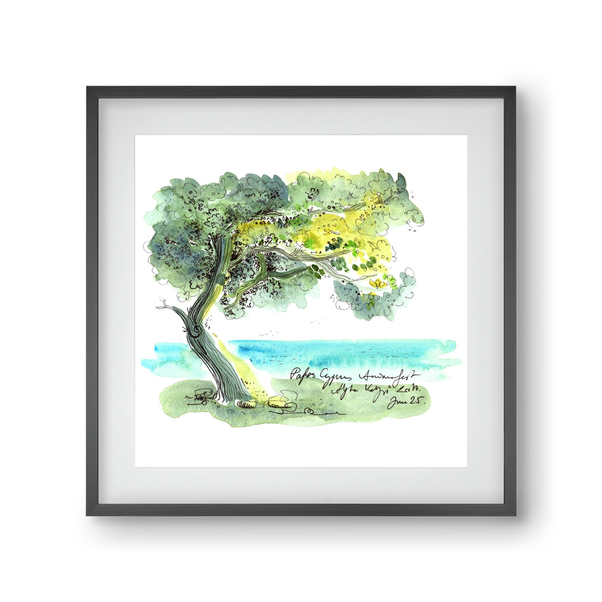 CYPRUS AQUARELLE NO.2, 30x30 cm (20x20 cm), Fekete keret, paszpartuval