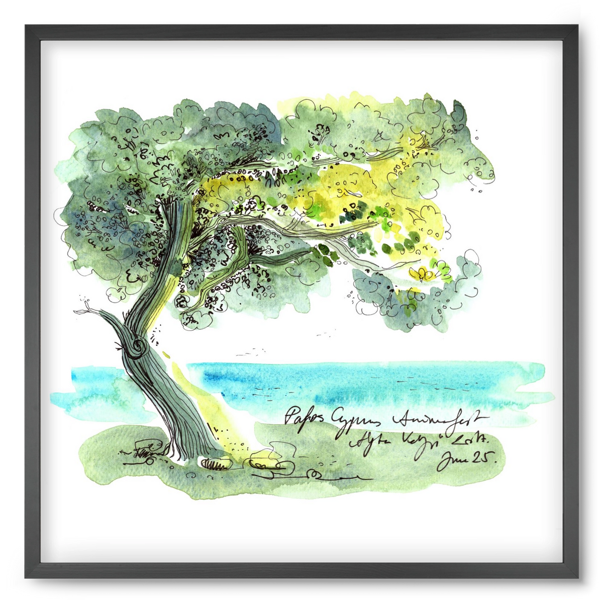 CYPRUS AQUARELLE NO.2, 50x50 cm (50x50 cm), Fekete keret
