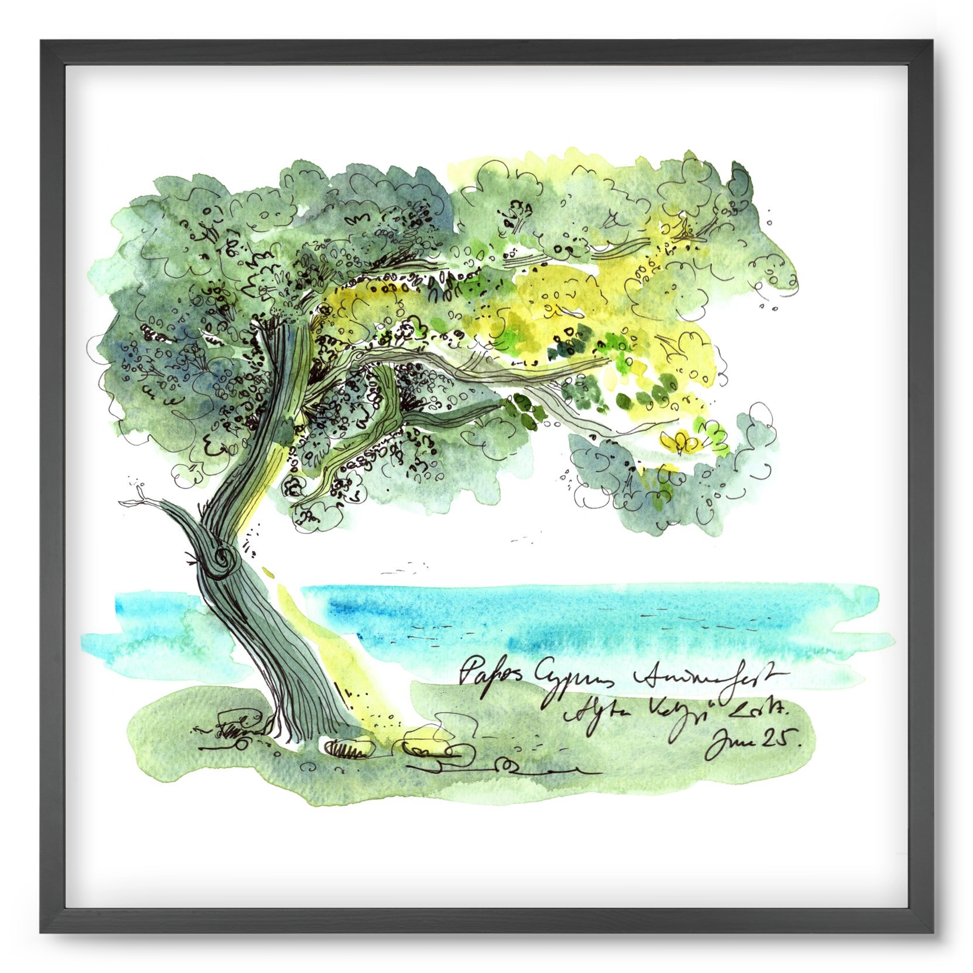 CYPRUS AQUARELLE NO.2, 50x50 cm (50x50 cm), Fekete keret
