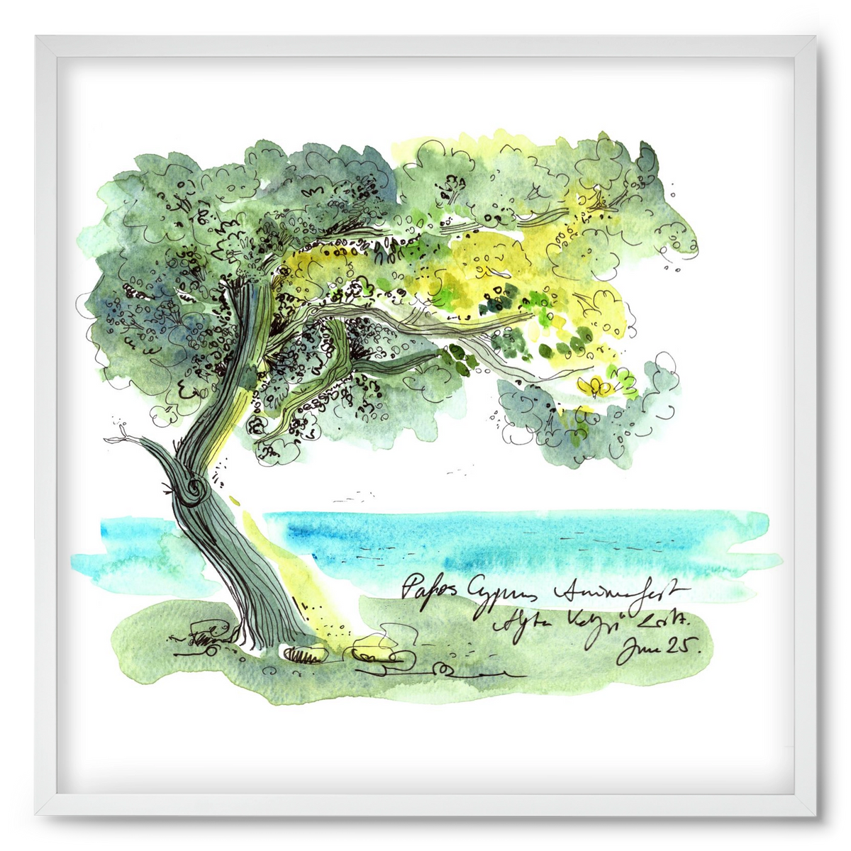 CYPRUS AQUARELLE NO.2, 50x50 cm (50x50 cm), Fehér keret