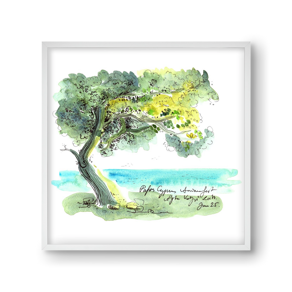 CYPRUS AQUARELLE NO.2, 30x30 cm (30x30 cm), Fehér keret
