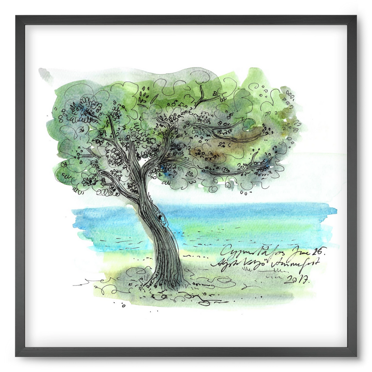 CYPRUS AQUARELLE NO.3, 50x50 cm (50x50 cm), Fekete keret