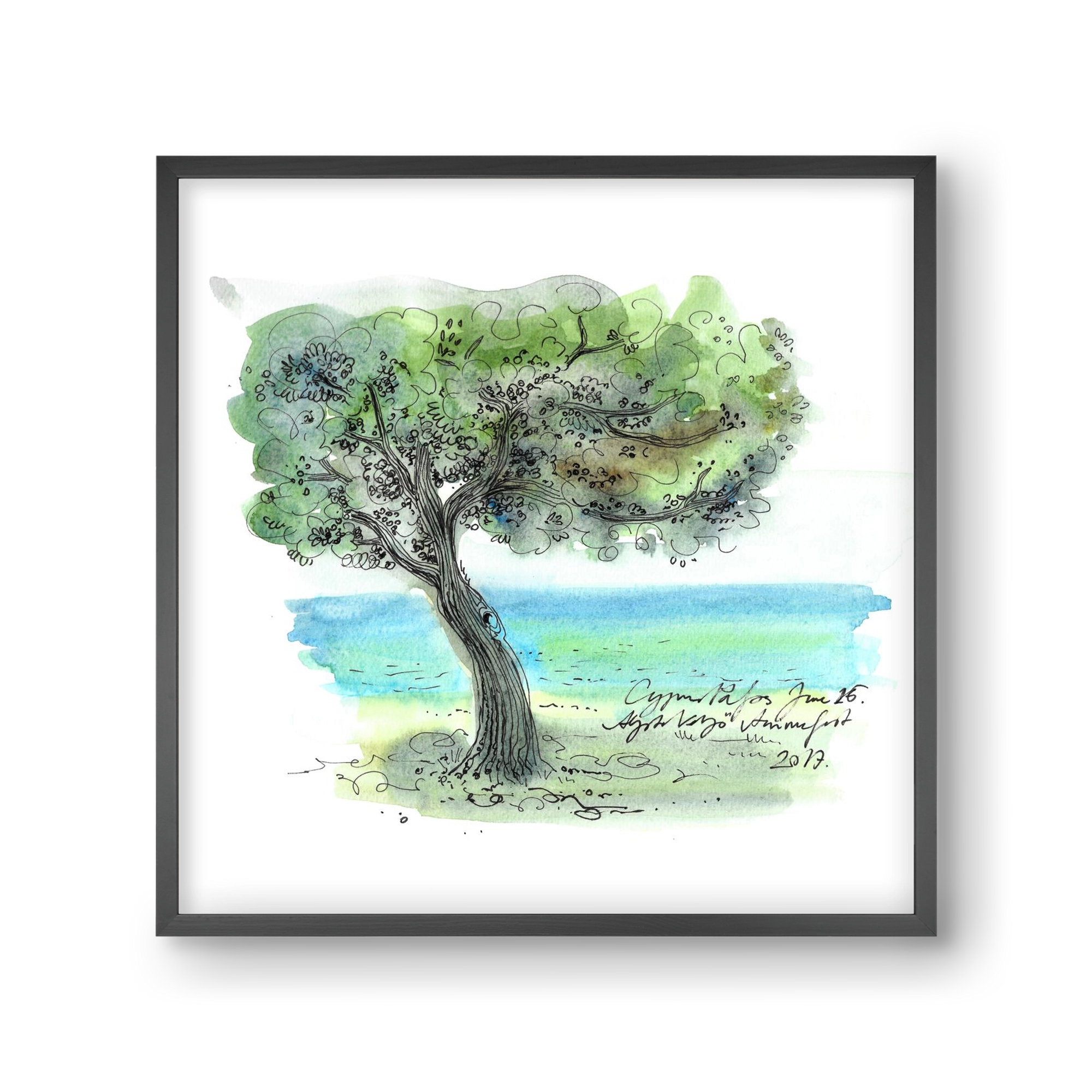 CYPRUS AQUARELLE NO.3, 30x30 cm (30x30 cm), Fekete keret