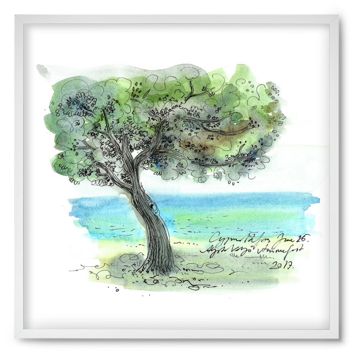 CYPRUS AQUARELLE NO.3, 50x50 cm (50x50 cm), Fehér keret