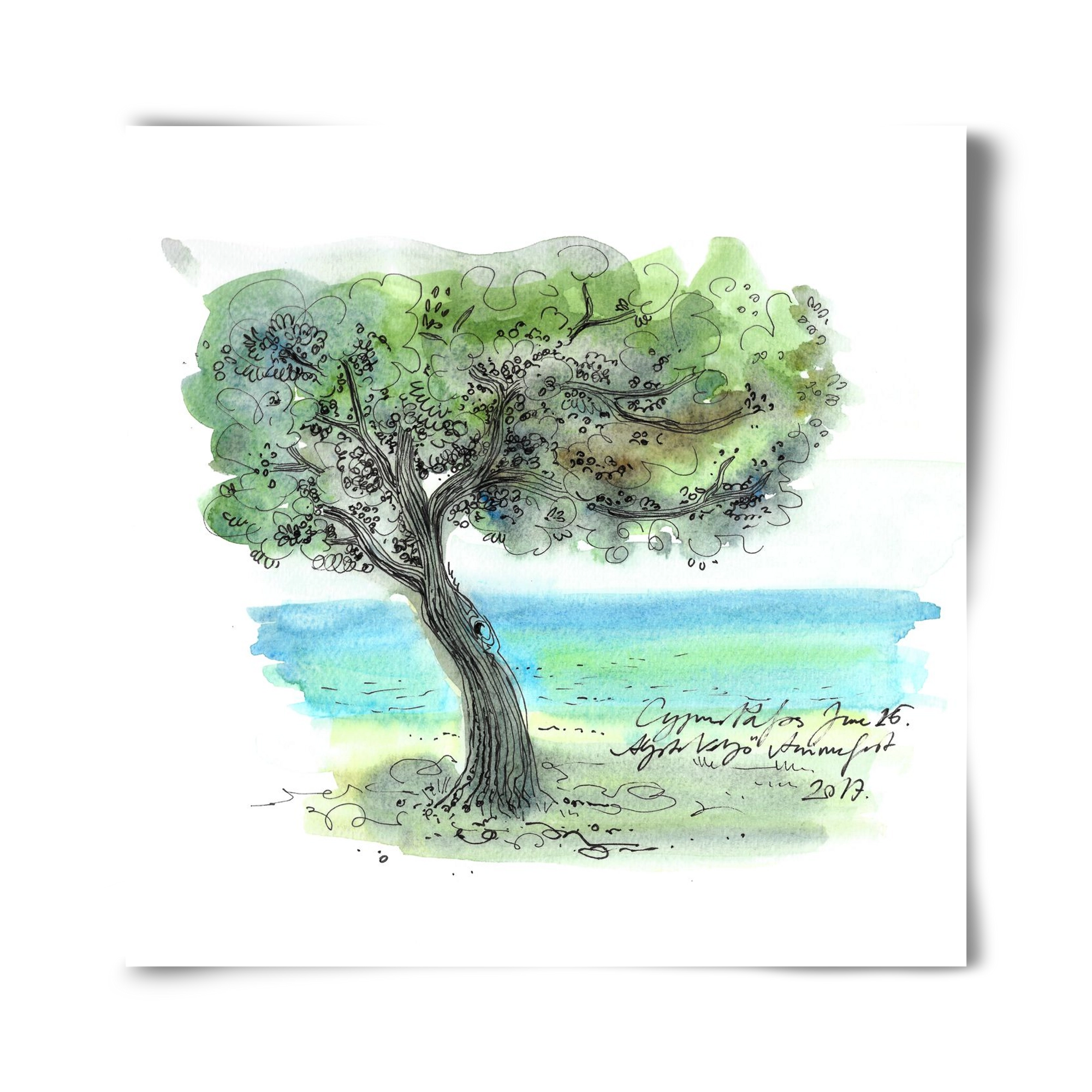 CYPRUS AQUARELLE NO.3, 40x40 cm, Keret nélkül
