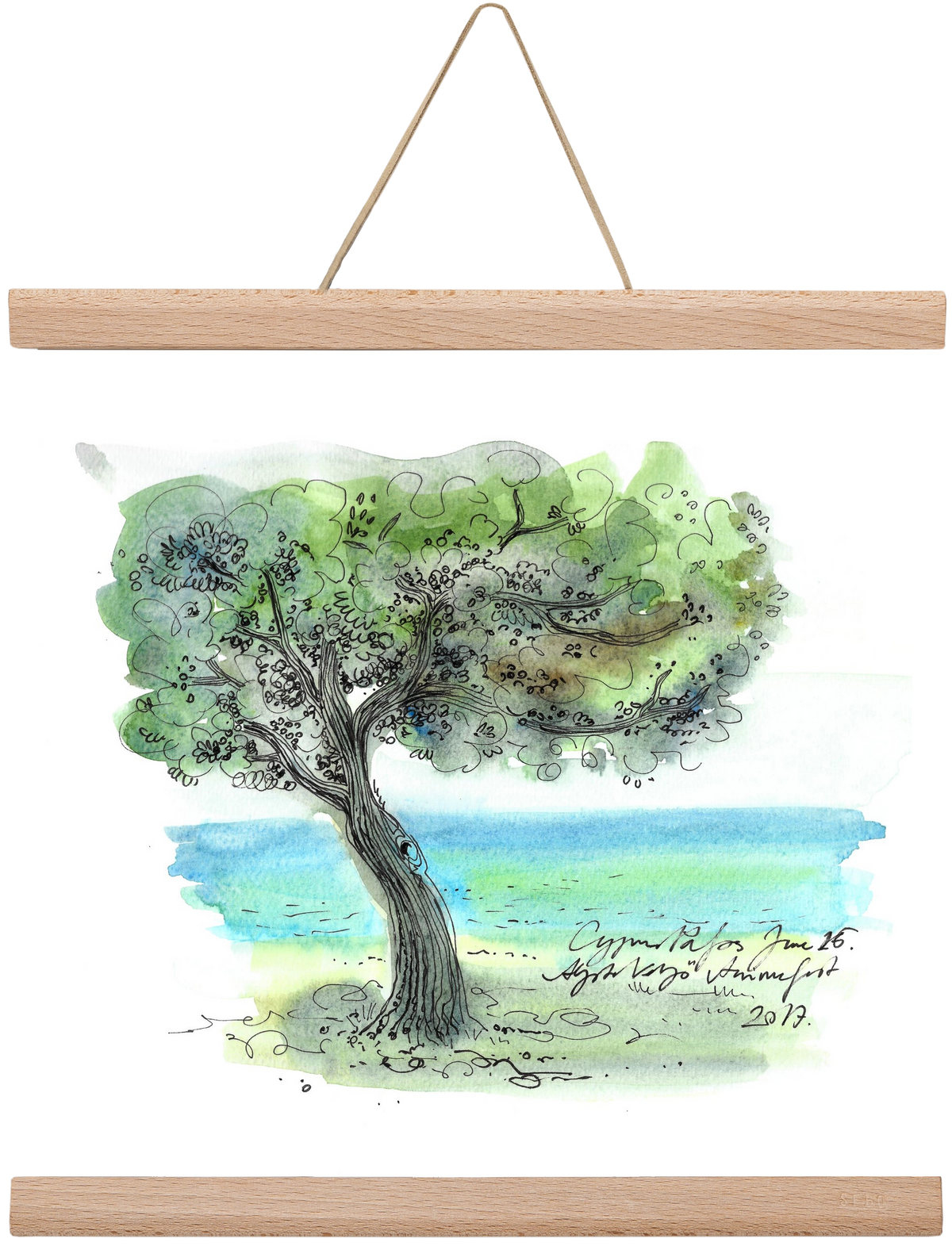 CYPRUS AQUARELLE NO.3, 30x30 cm (30x30 cm), Tölgy akasztó