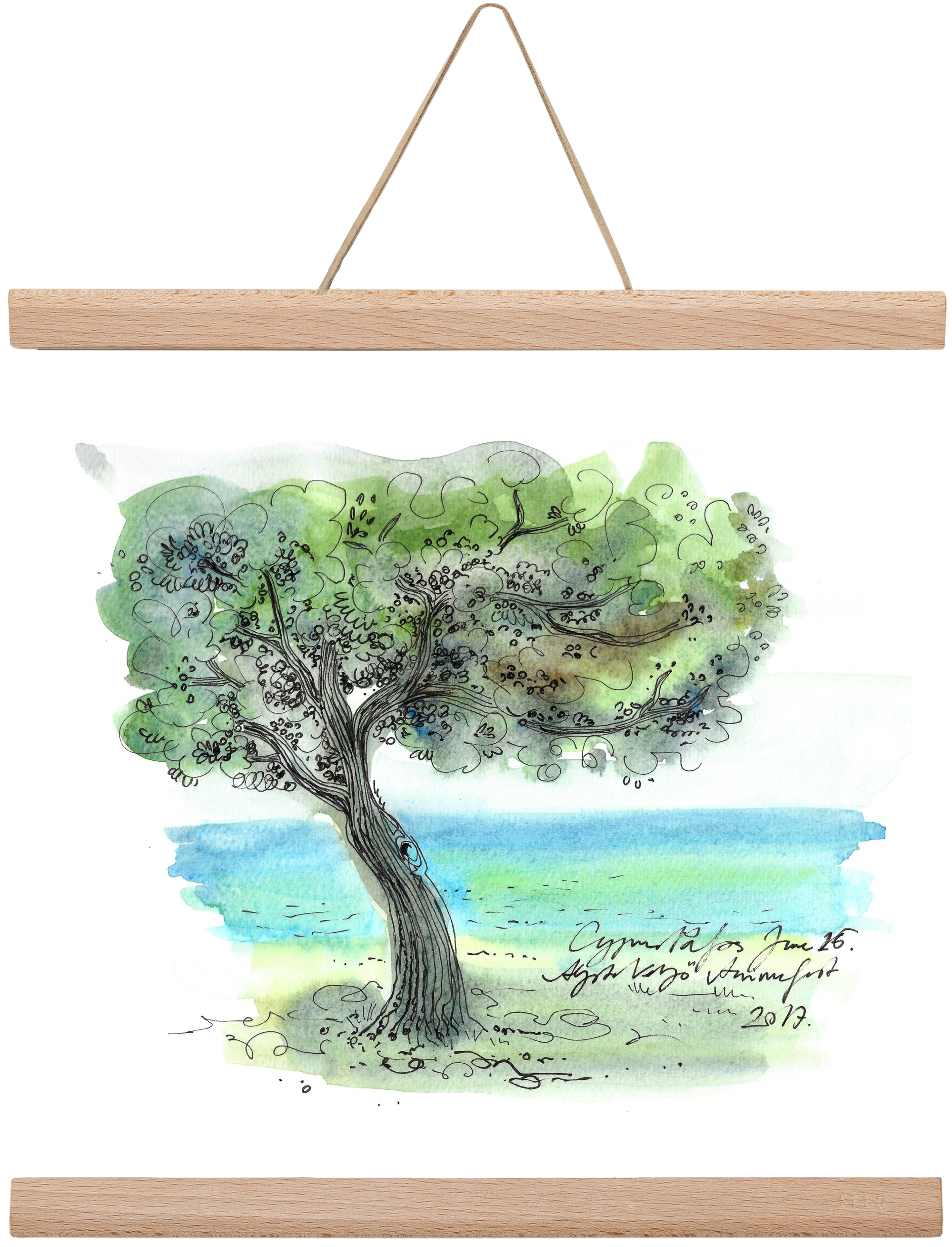 CYPRUS AQUARELLE NO.3, 30x30 cm (30x30 cm), Tölgy akasztó
