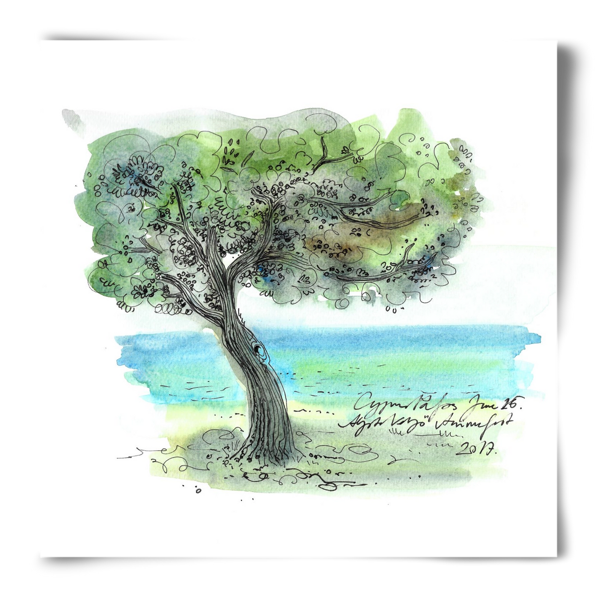 CYPRUS AQUARELLE NO.3, 50x50 cm, Keret nélkül