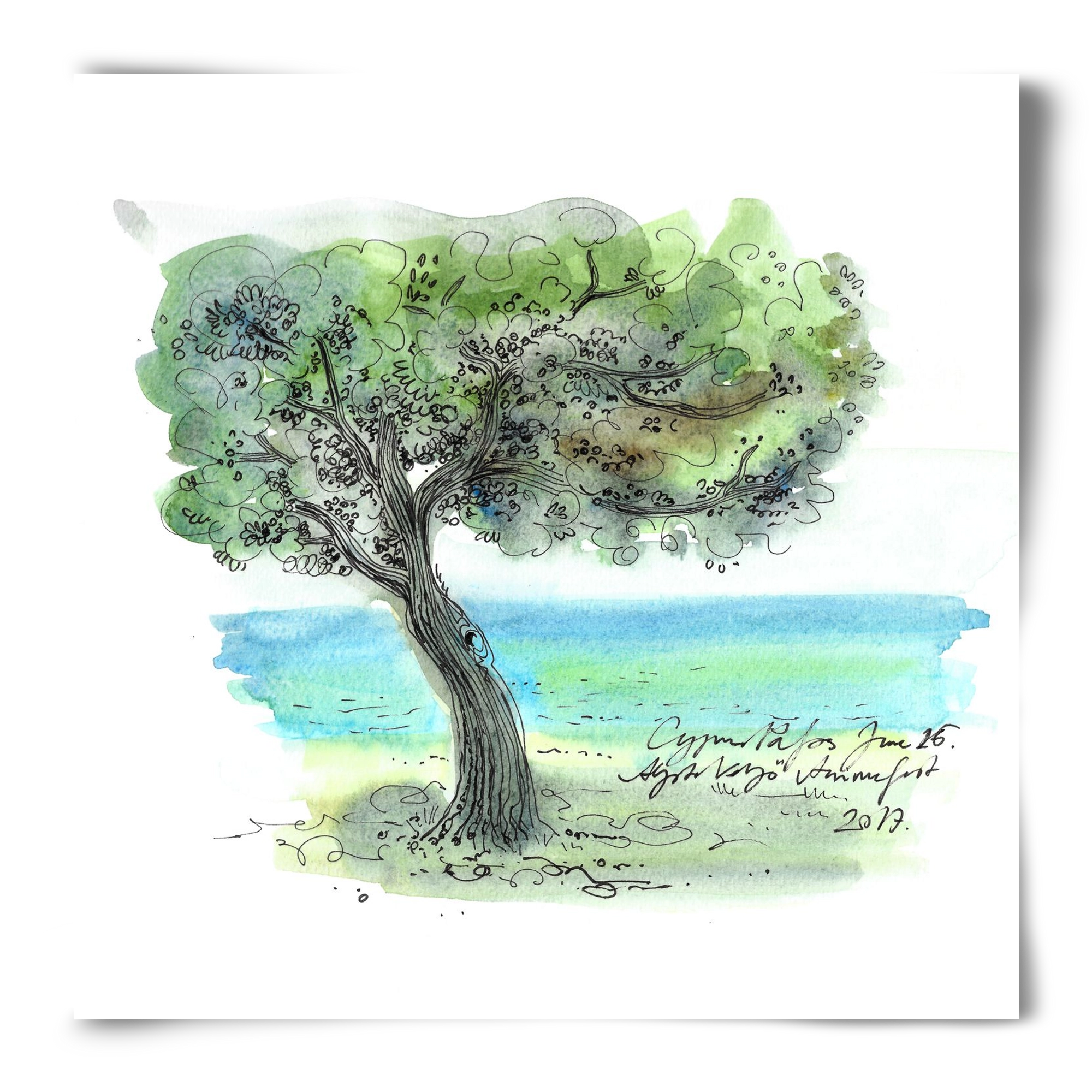 CYPRUS AQUARELLE NO.3, 50x50 cm, Keret nélkül