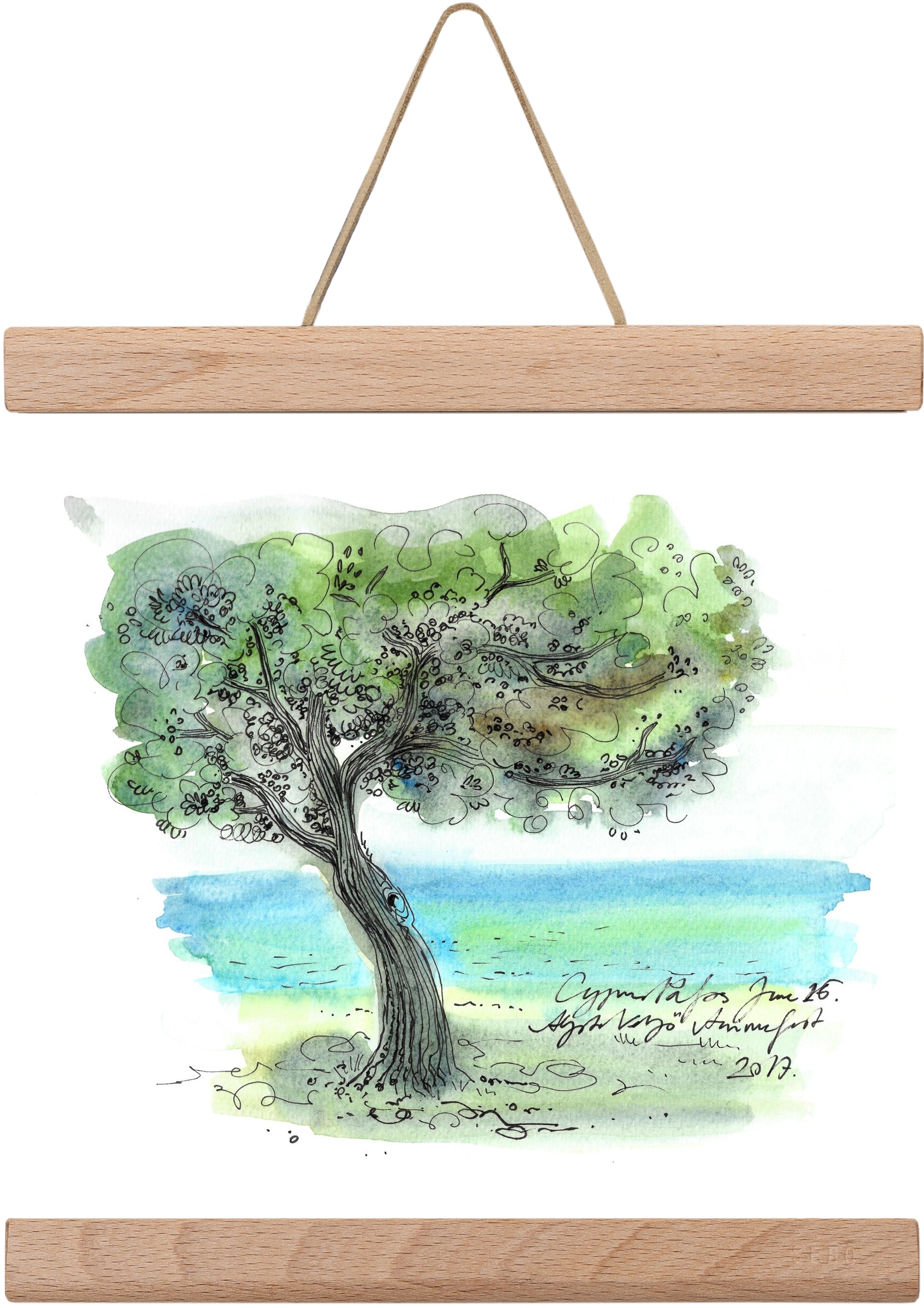 CYPRUS AQUARELLE NO.3, 20x20 cm (20x20 cm), Tölgy akasztó