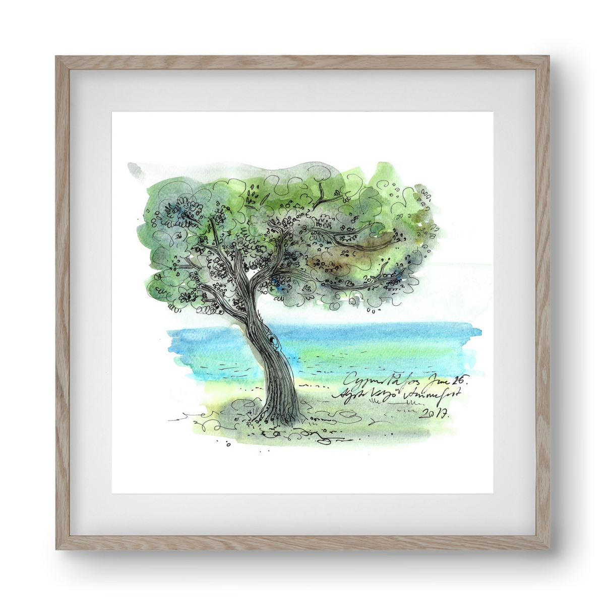 CYPRUS AQUARELLE NO.3, 40x40 cm (30x30 cm), Tölgy keret, paszpartuval