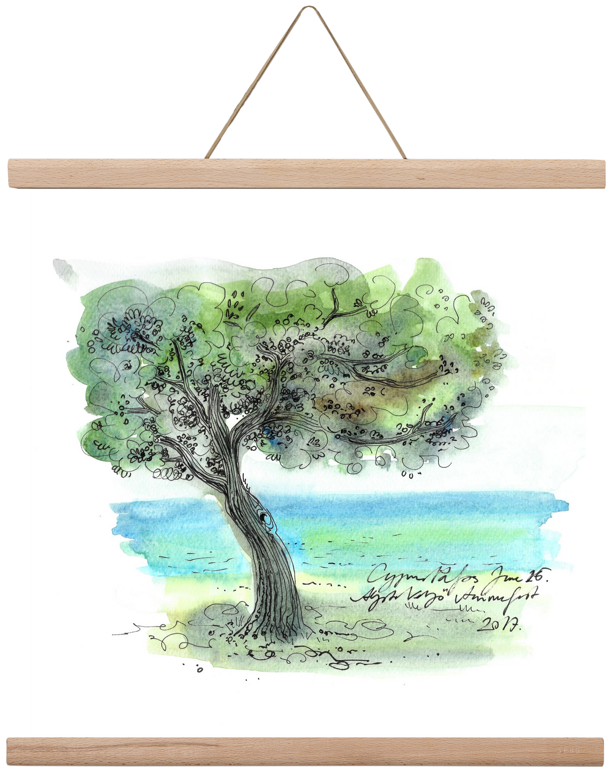 CYPRUS AQUARELLE NO.3, 40x40 cm (40x40 cm), Tölgy akasztó