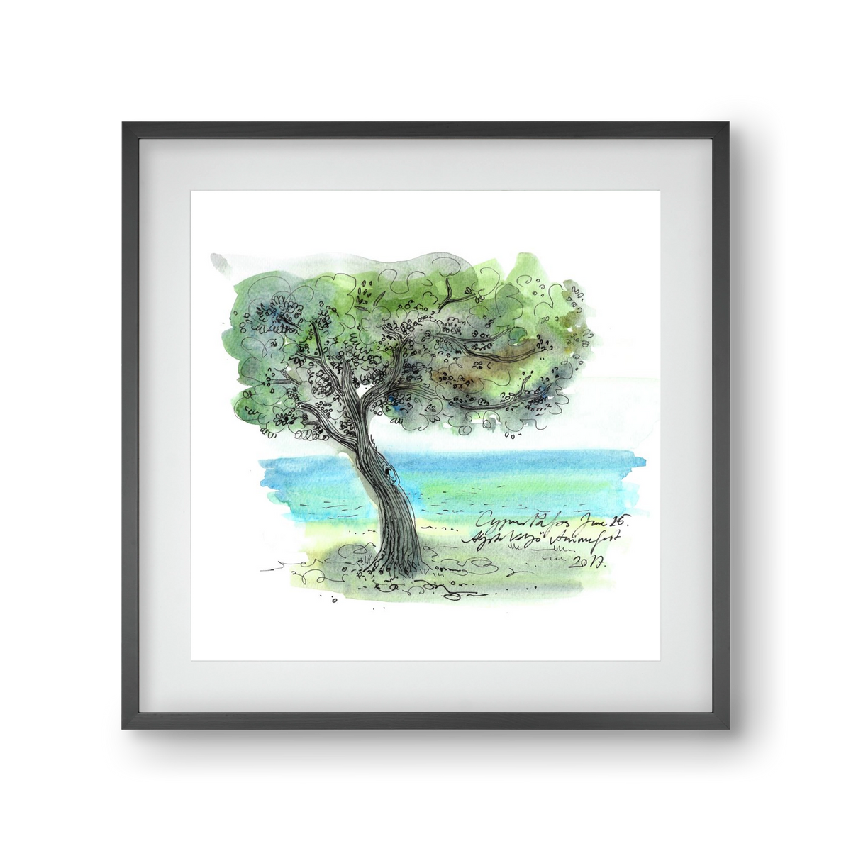 CYPRUS AQUARELLE NO.3, 30x30 cm (20x20 cm), Fekete keret, paszpartuval