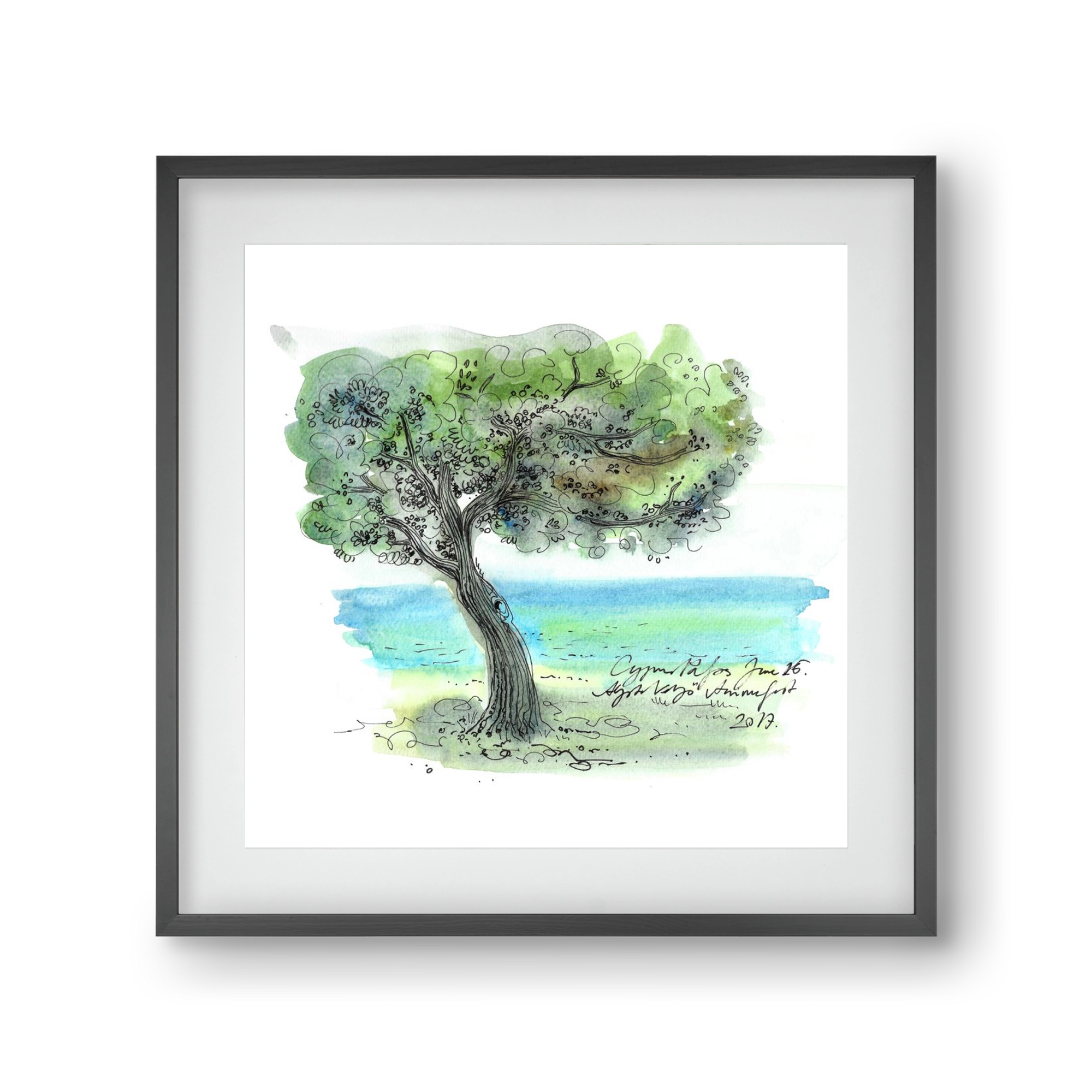 CYPRUS AQUARELLE NO.3, 30x30 cm (20x20 cm), Fekete keret, paszpartuval