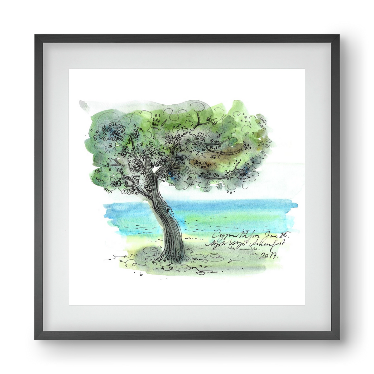 CYPRUS AQUARELLE NO.3, 40x40 cm (30x30 cm), Fekete keret, paszpartuval