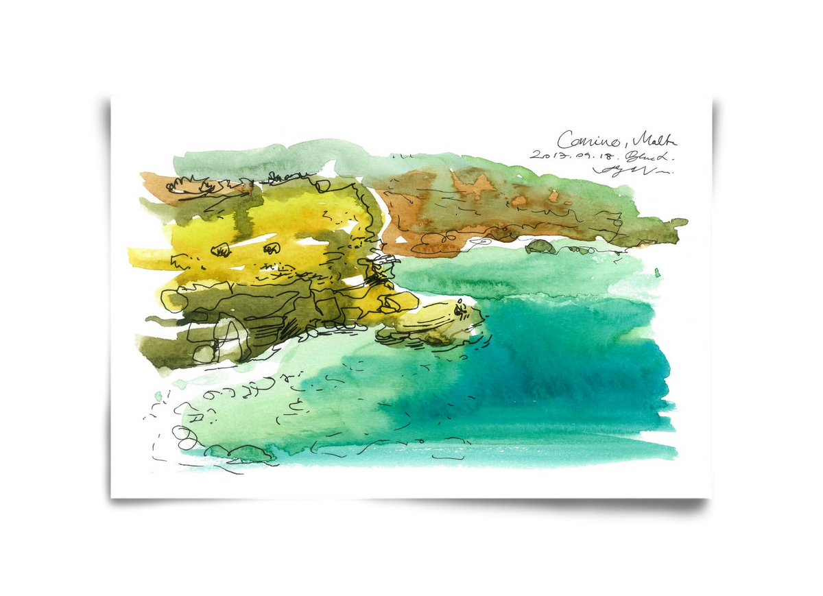 MALTA AQUARELLE NO.1, 45x30 cm, Keret nélkül