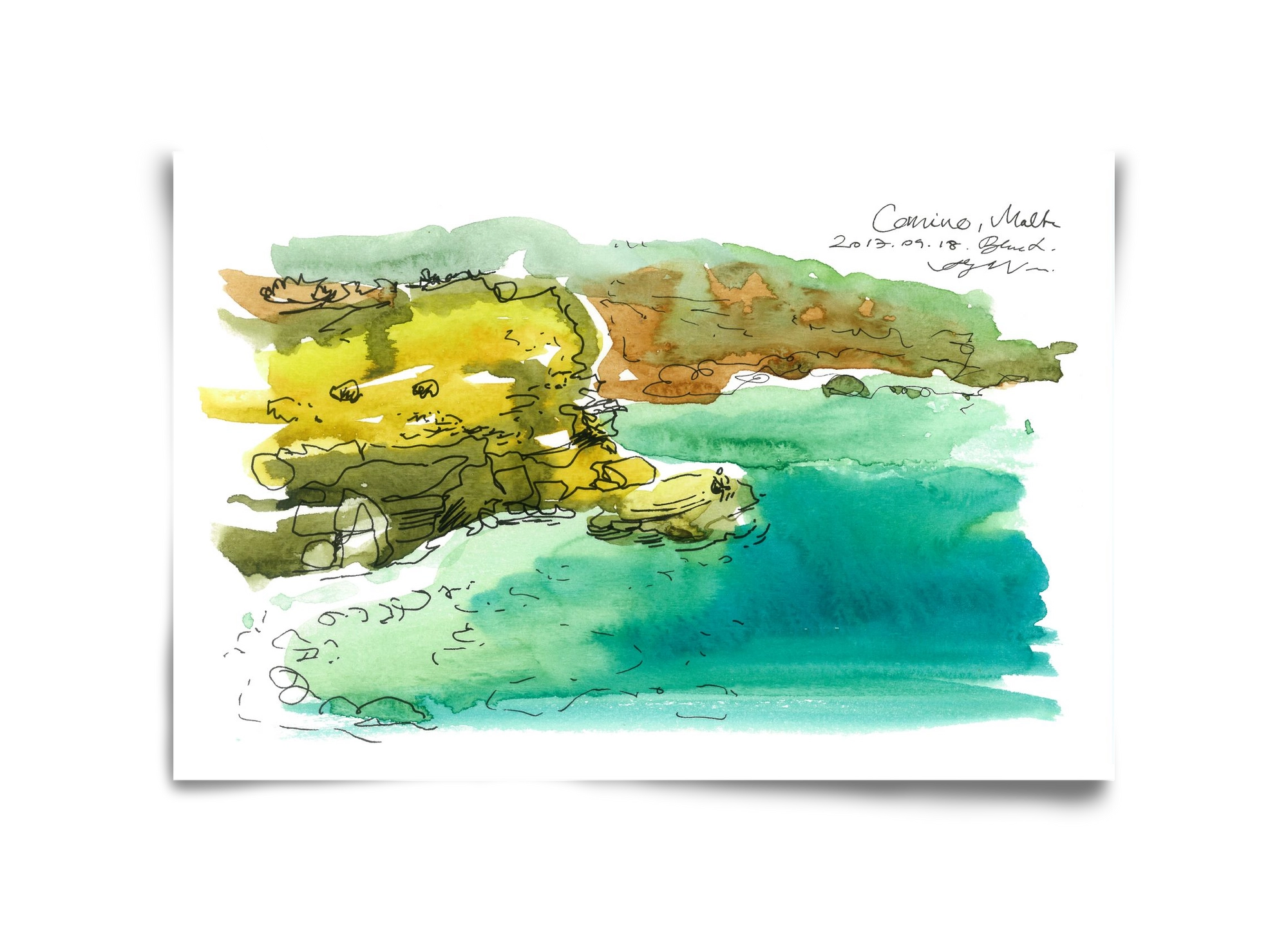 MALTA AQUARELLE NO.1, 45x30 cm, Keret nélkül