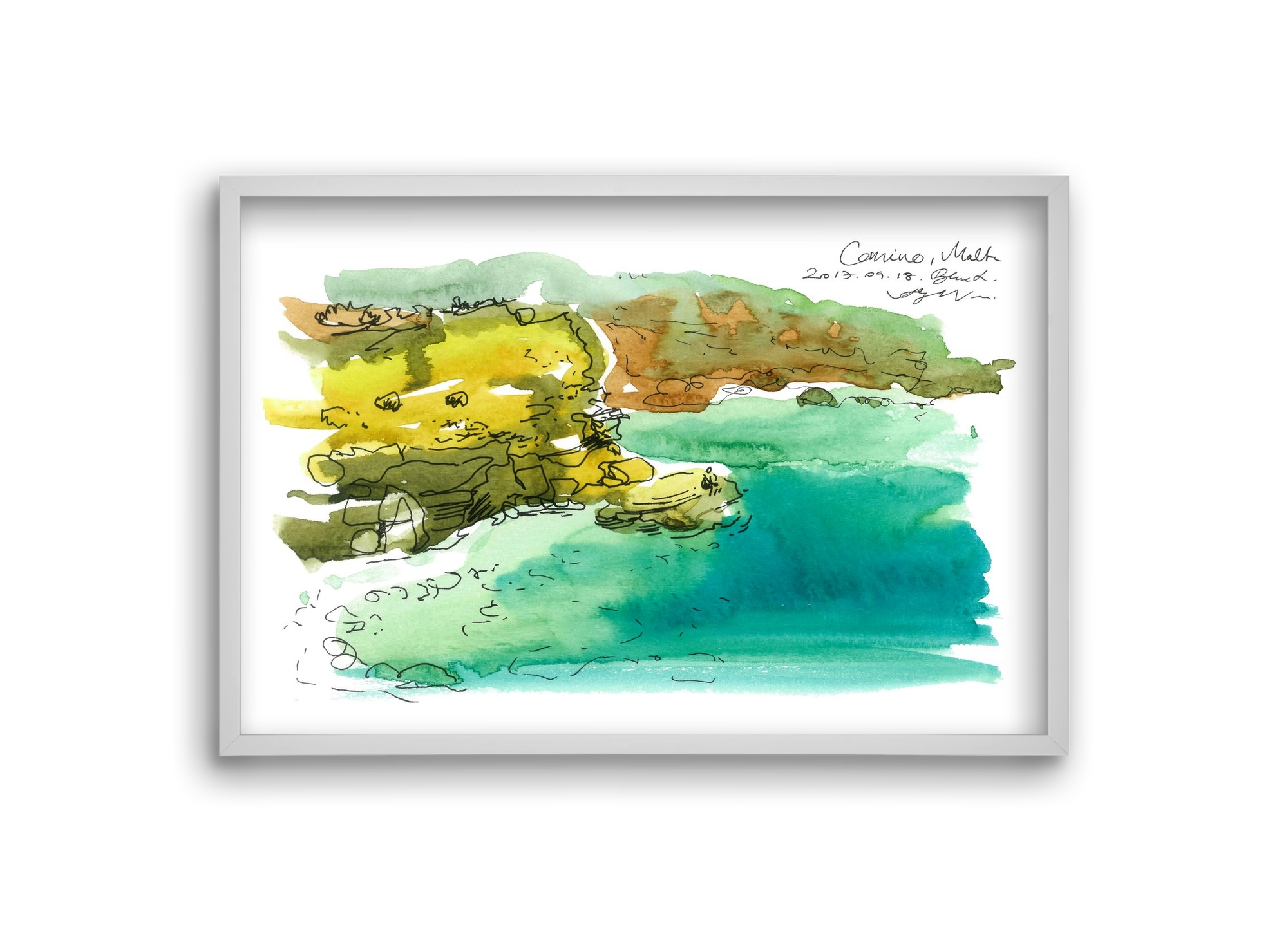 MALTA AQUARELLE NO.1, 30x20 cm (30x20 cm), Fehér keret