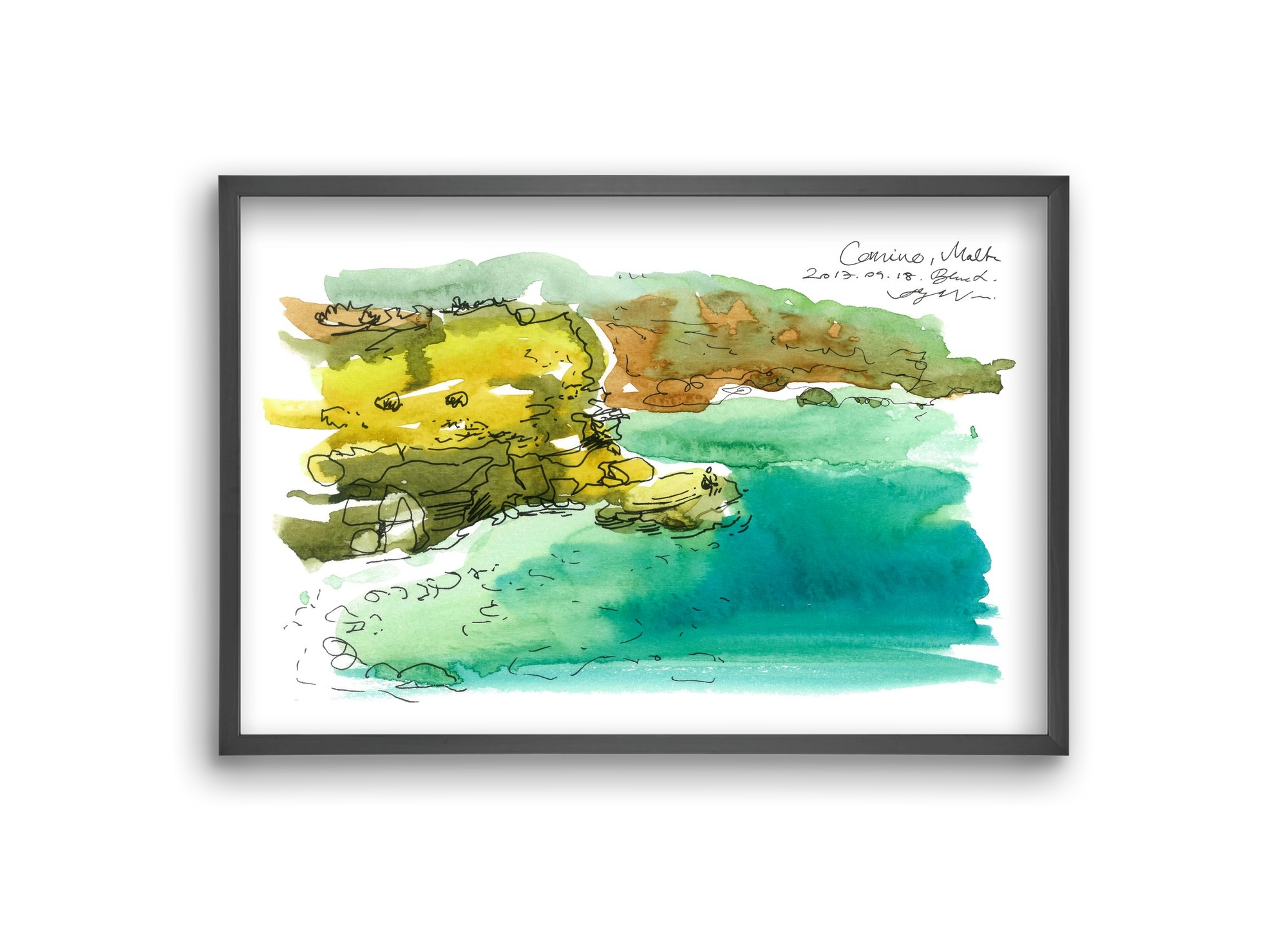 MALTA AQUARELLE NO.1, 30x20 cm (30x20 cm), Fekete keret