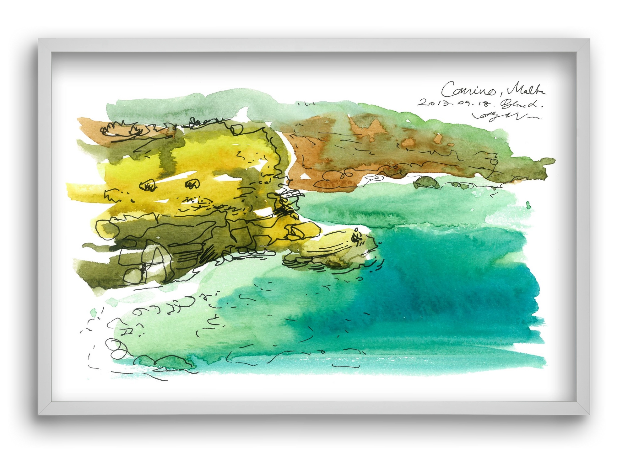 MALTA AQUARELLE NO.1, 60x40 cm (60x40 cm), Fehér keret