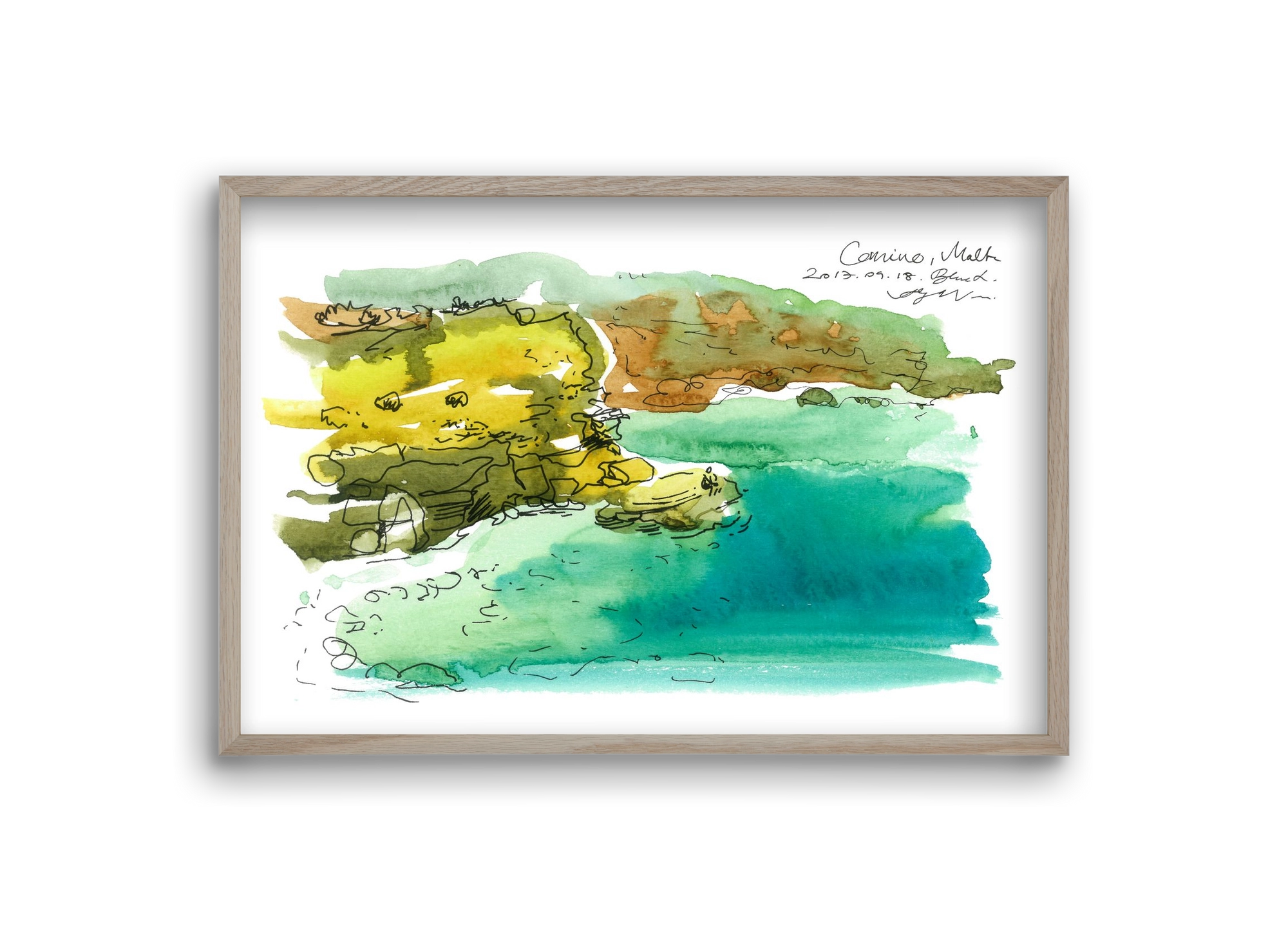 MALTA AQUARELLE NO.1, 30x20 cm (30x20 cm), Tölgy keret