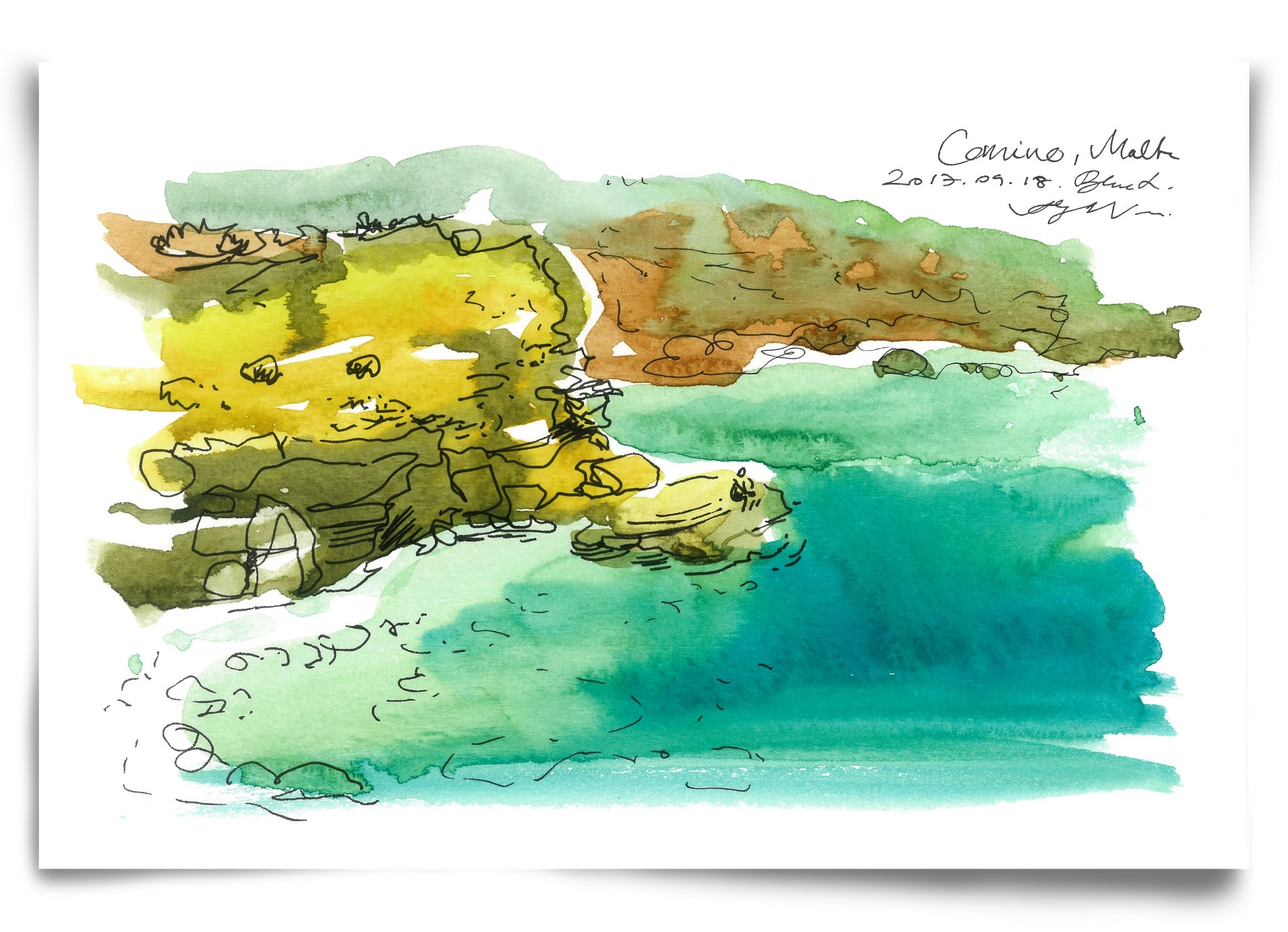 MALTA AQUARELLE NO.1, 90x60 cm, Keret nélkül